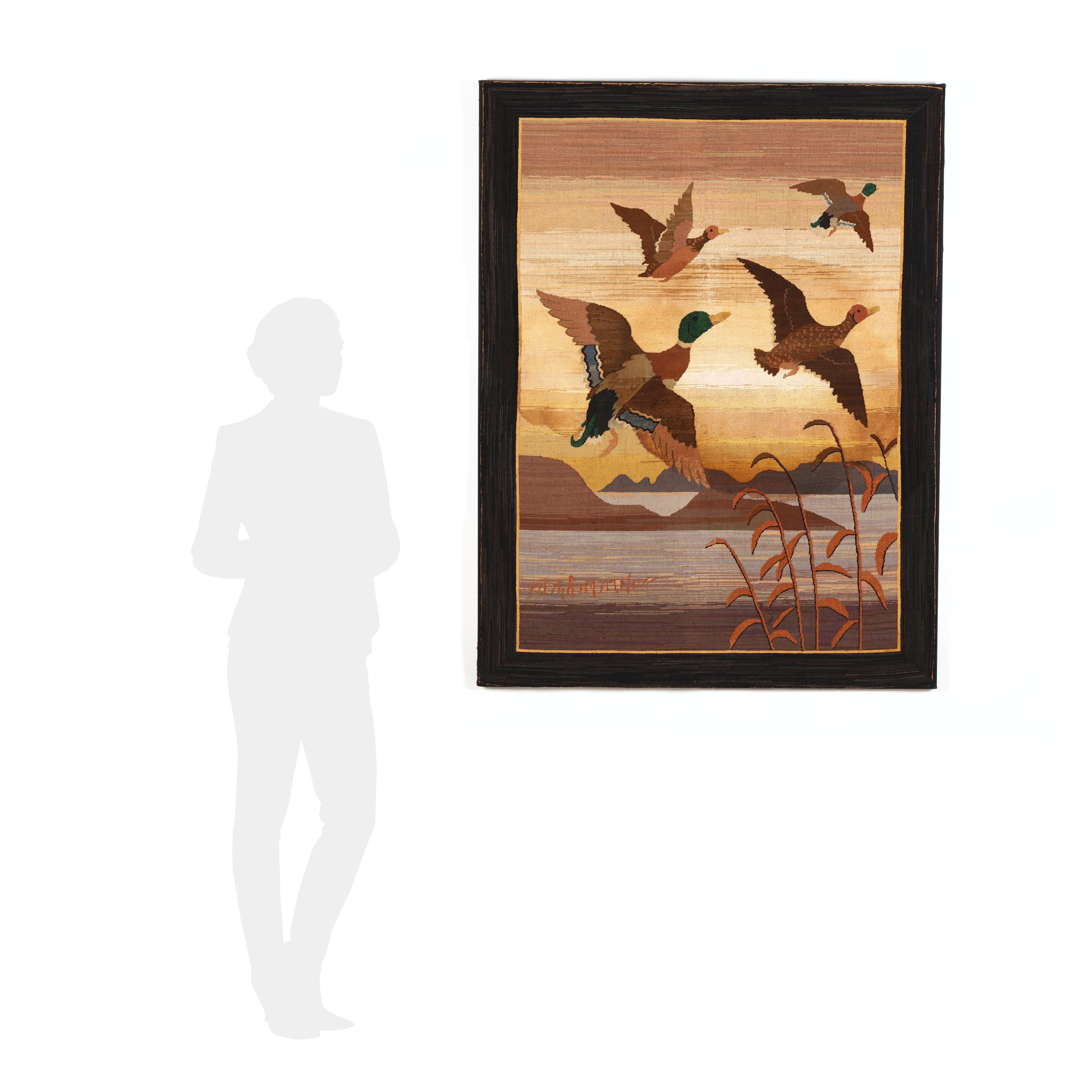 Grenfell Mission, Mallards in Flight Hooked Rug (Lot 7250