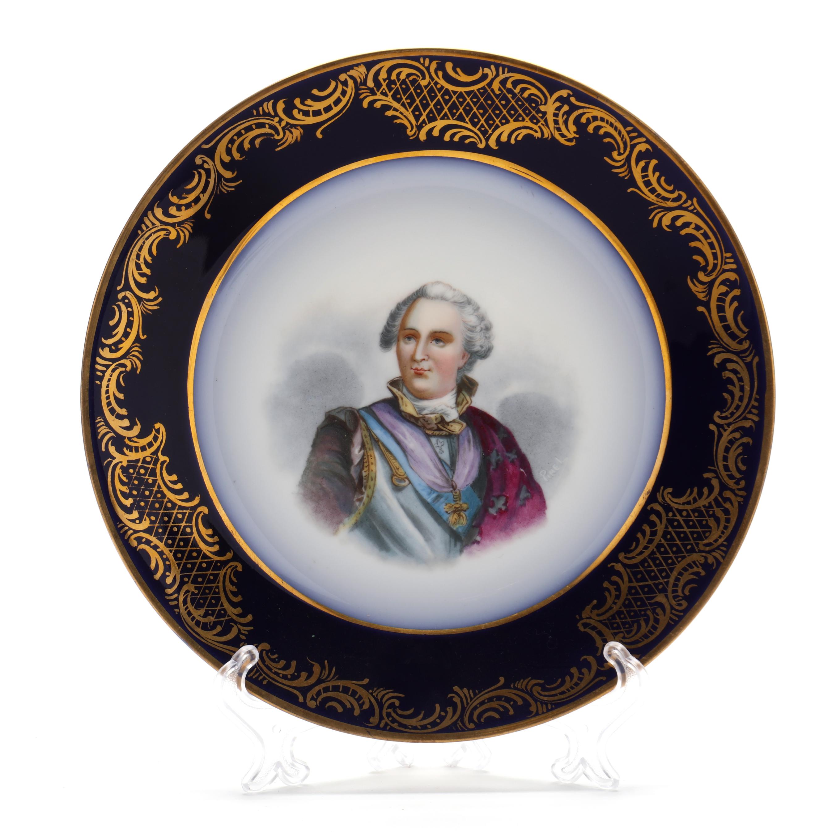Sevres Chateau Des Tuileries Portrait Cabinet Plates, Signed Pinel