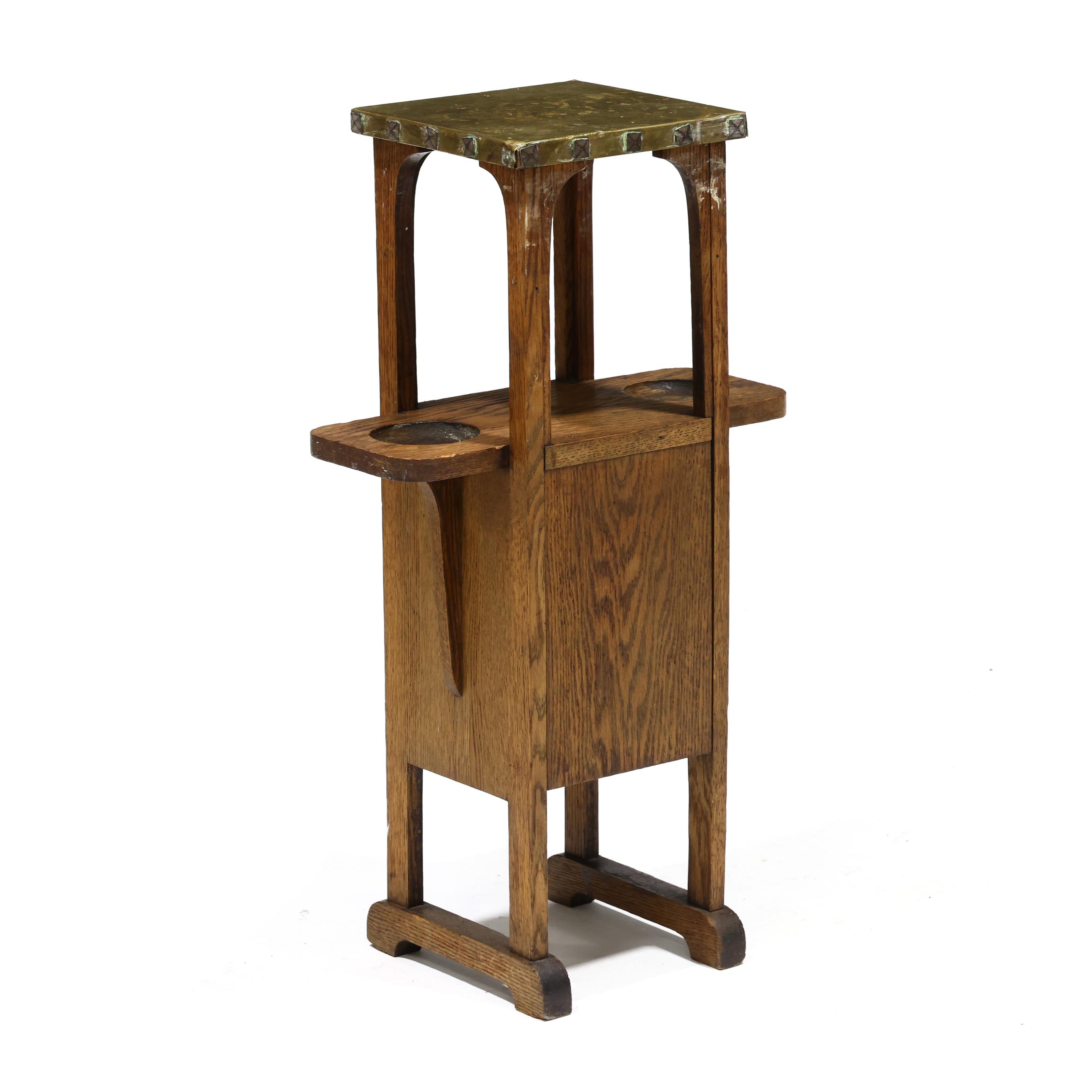 Mission Oak and Brass Smoking Stand (Lot 1133 - June Estate