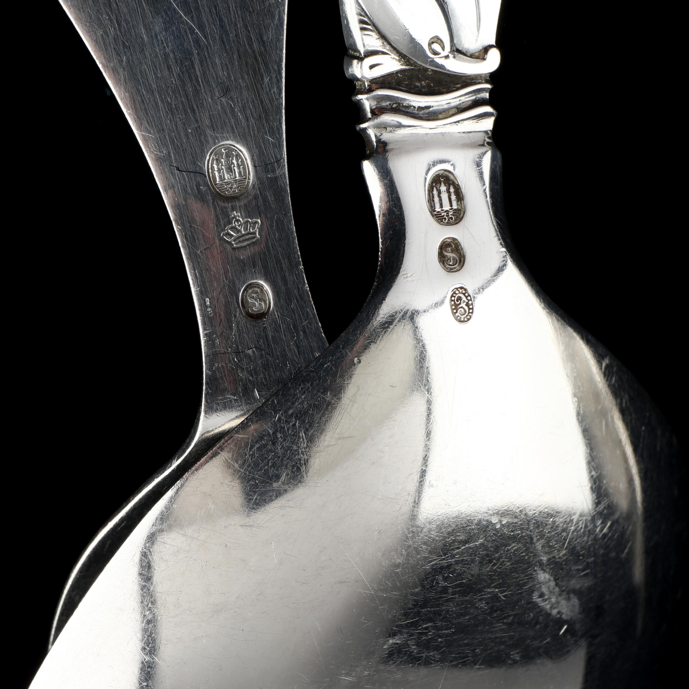 Six Danish Sterling Silver Flatware Servers Assayed by Johannes