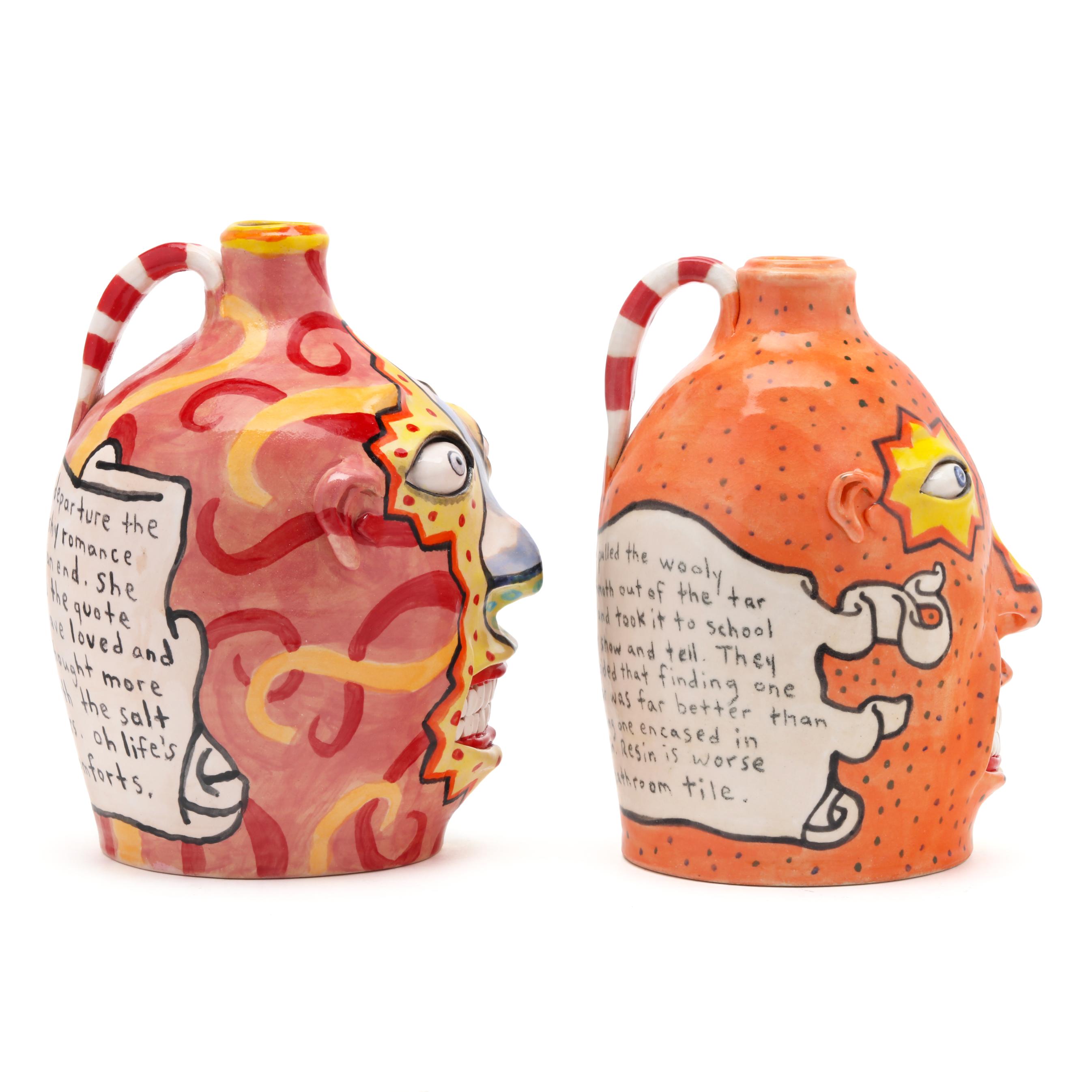 Stacy Lambert (NC), Two Folk Art Face Jugs (Lot 2171 - July Estate