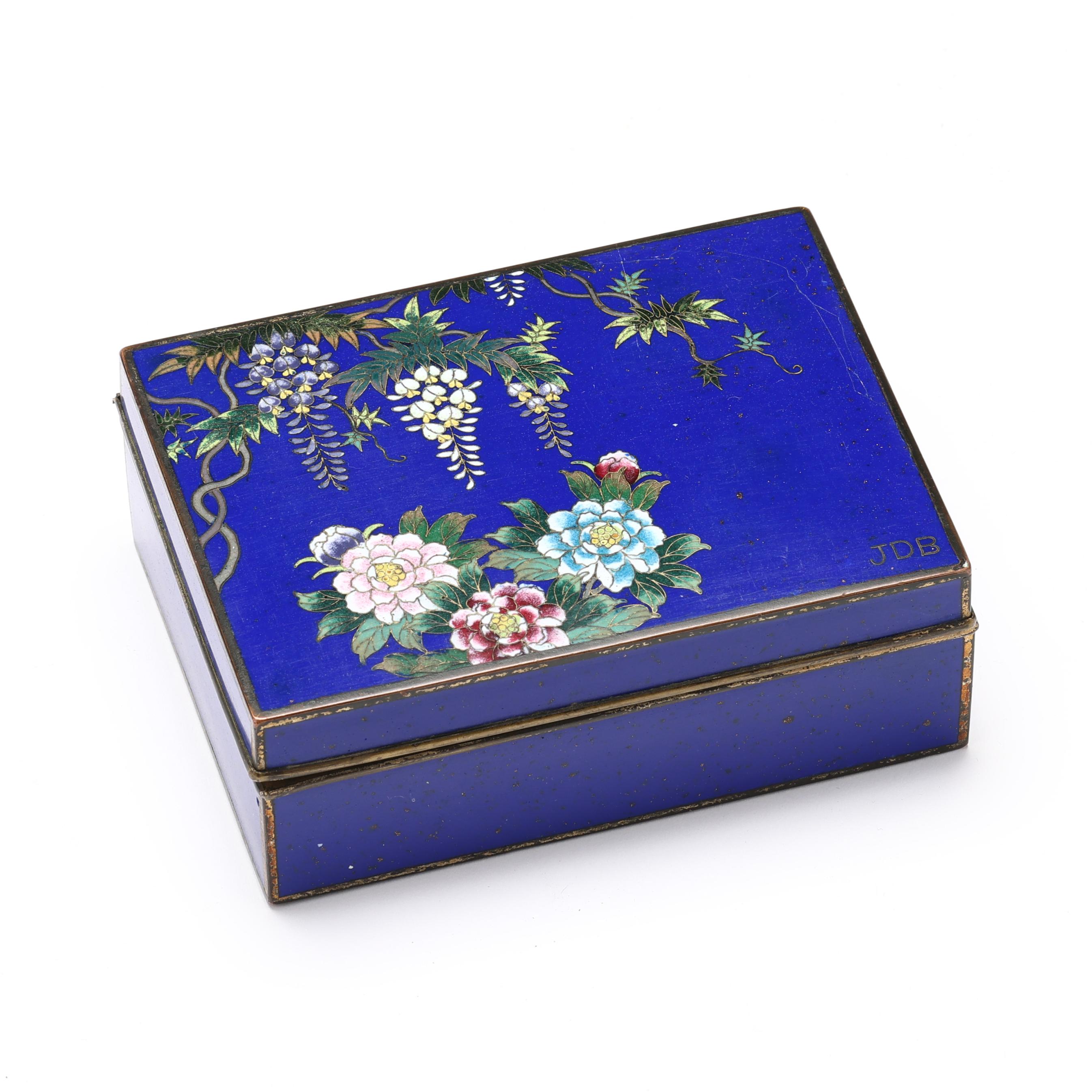 【希少/大判】伝統工芸 景泰藍 七宝Chinese Cloisonne Box A Japanese Enamel Cloisonne Box by Inaba Company (Lot 1421 - June