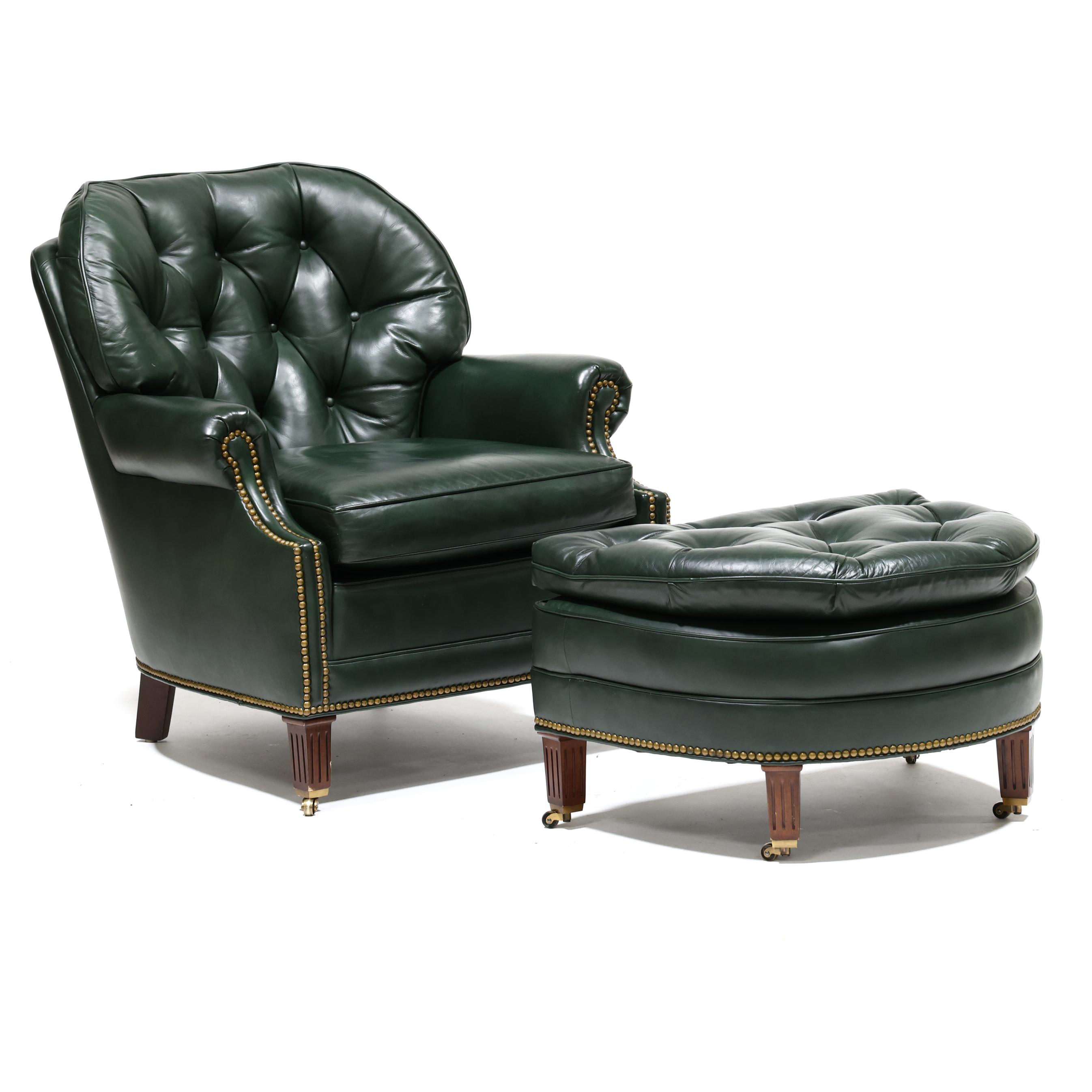 Hancock & Moore, Leather Upholstered Club Chair and Ottoman (Lot 