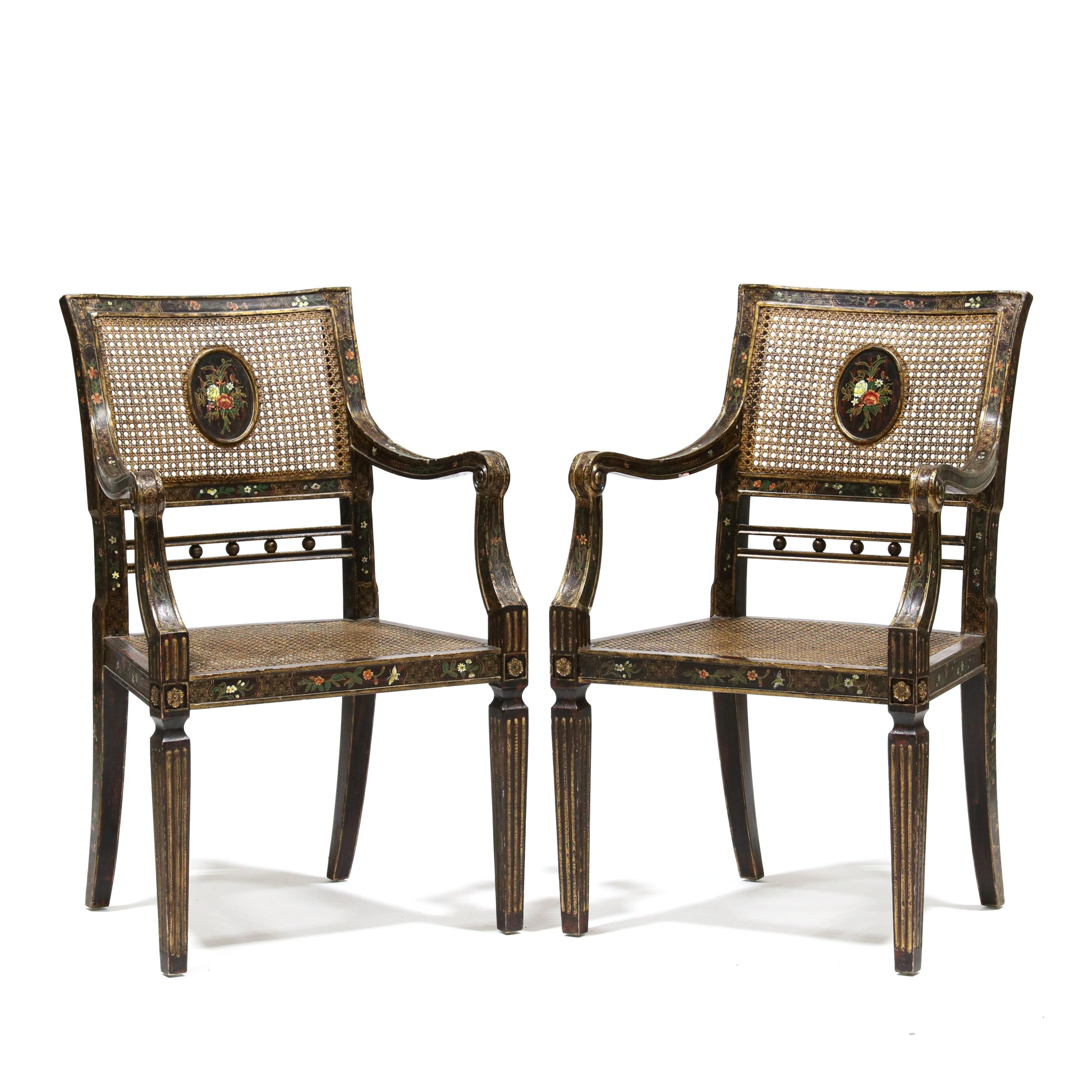 Pair of Louis XVI Style Chinoiserie Fauteuil (Lot 2266