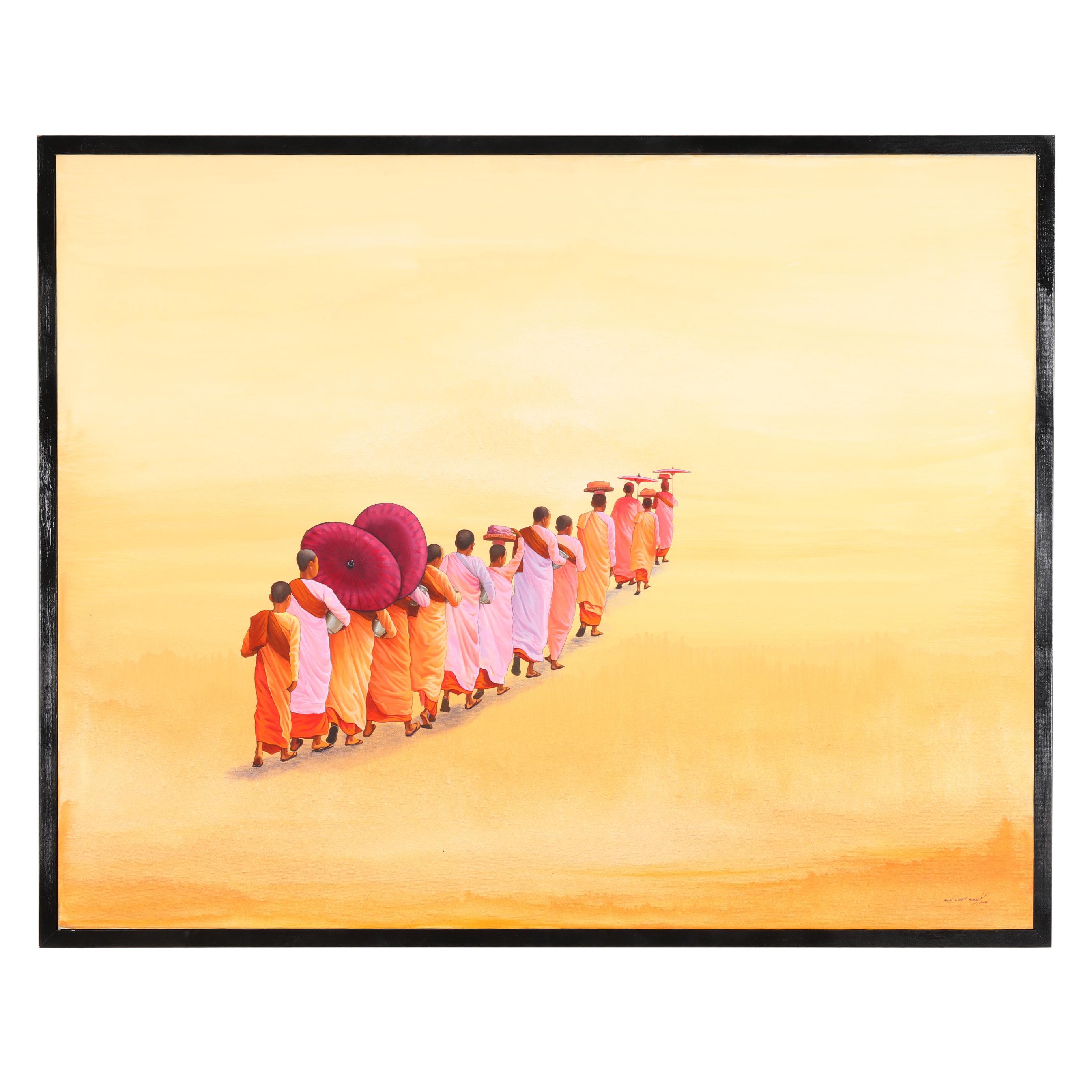 Min Wae Aung (Burmese, b. 1960), Nuns on the Morning Round