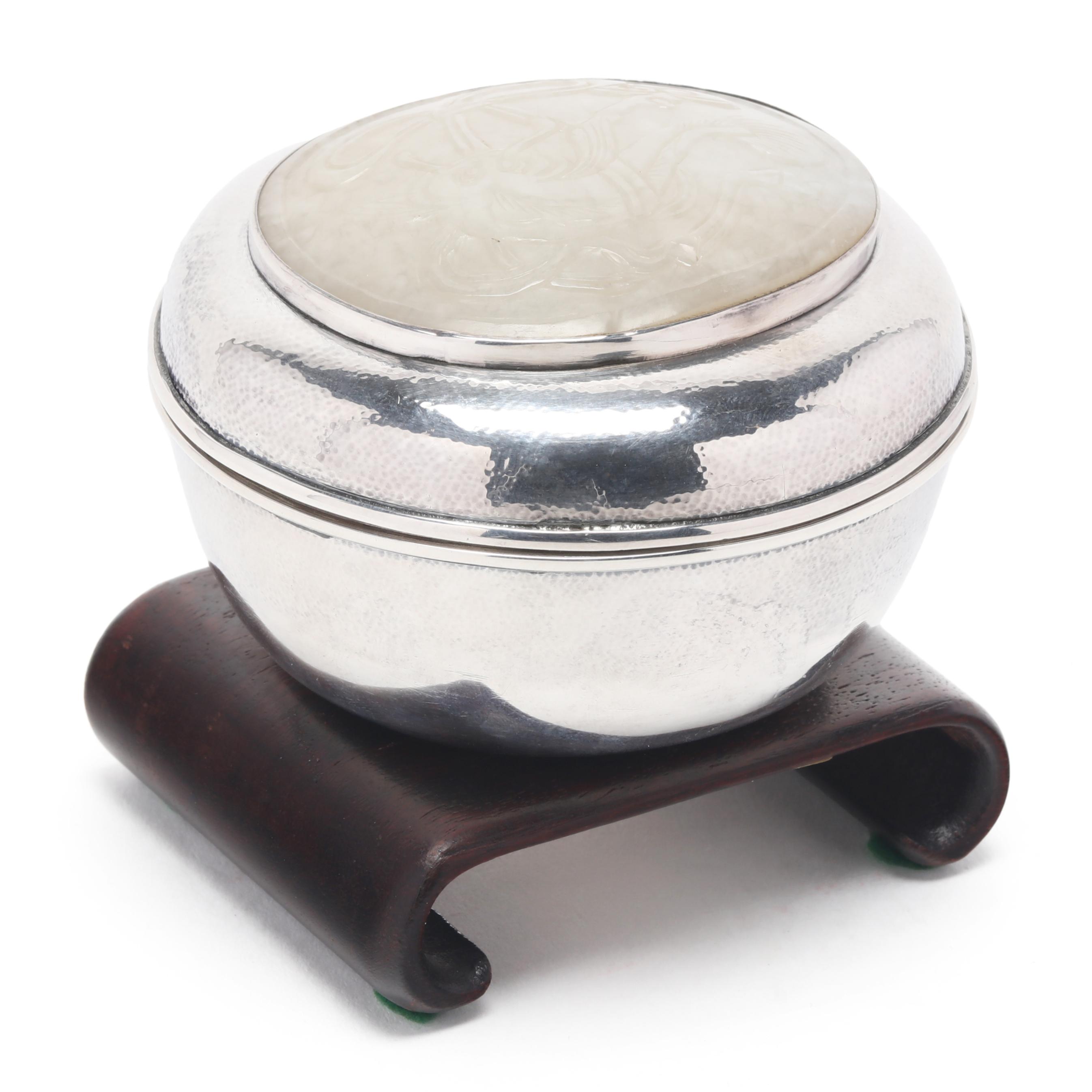 A Japanese Silver and White Jade Box by Miyamoto Shoko (Lot 3042