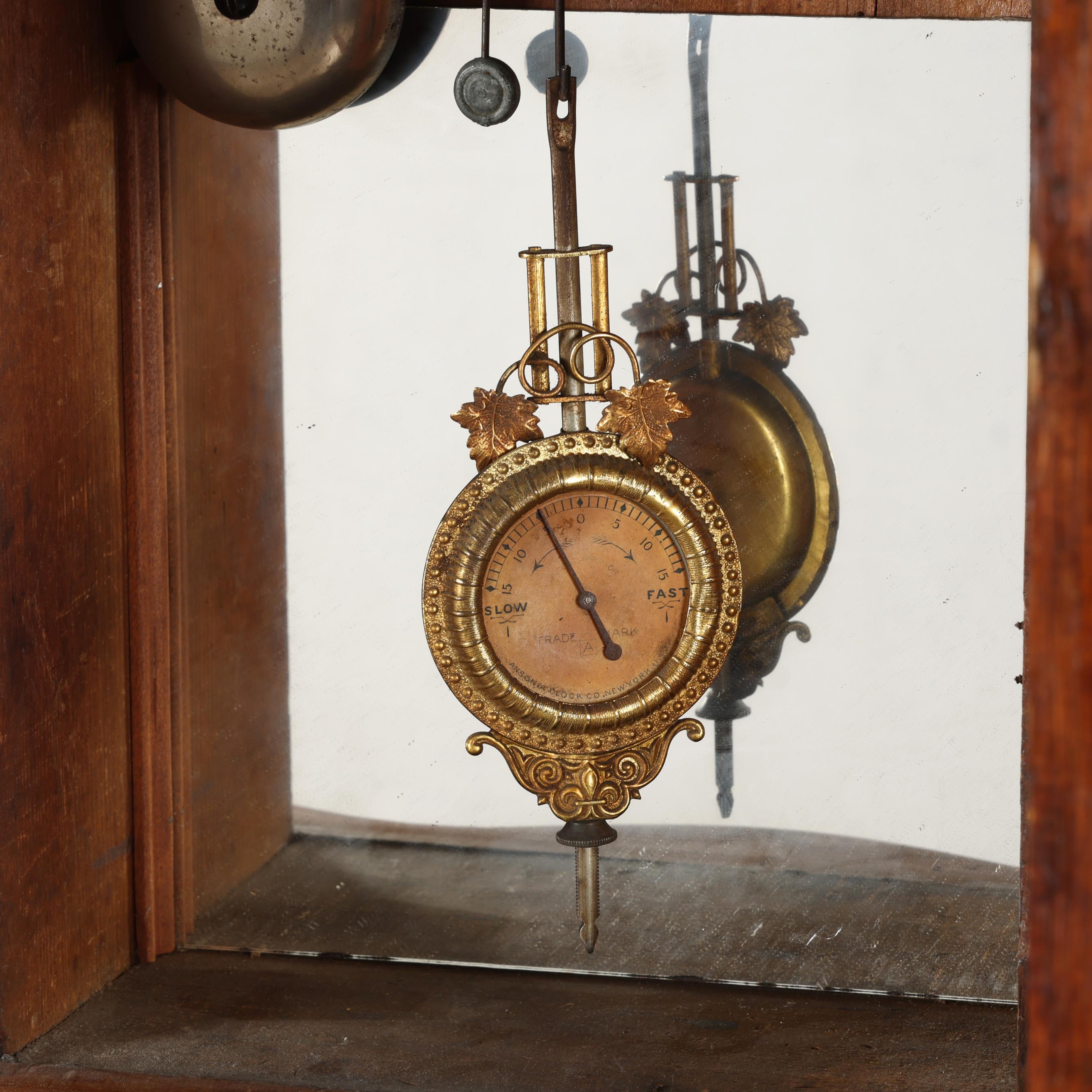 New Haven Clock Co., Antique Anglo-American Inlaid Drop Wall Clock