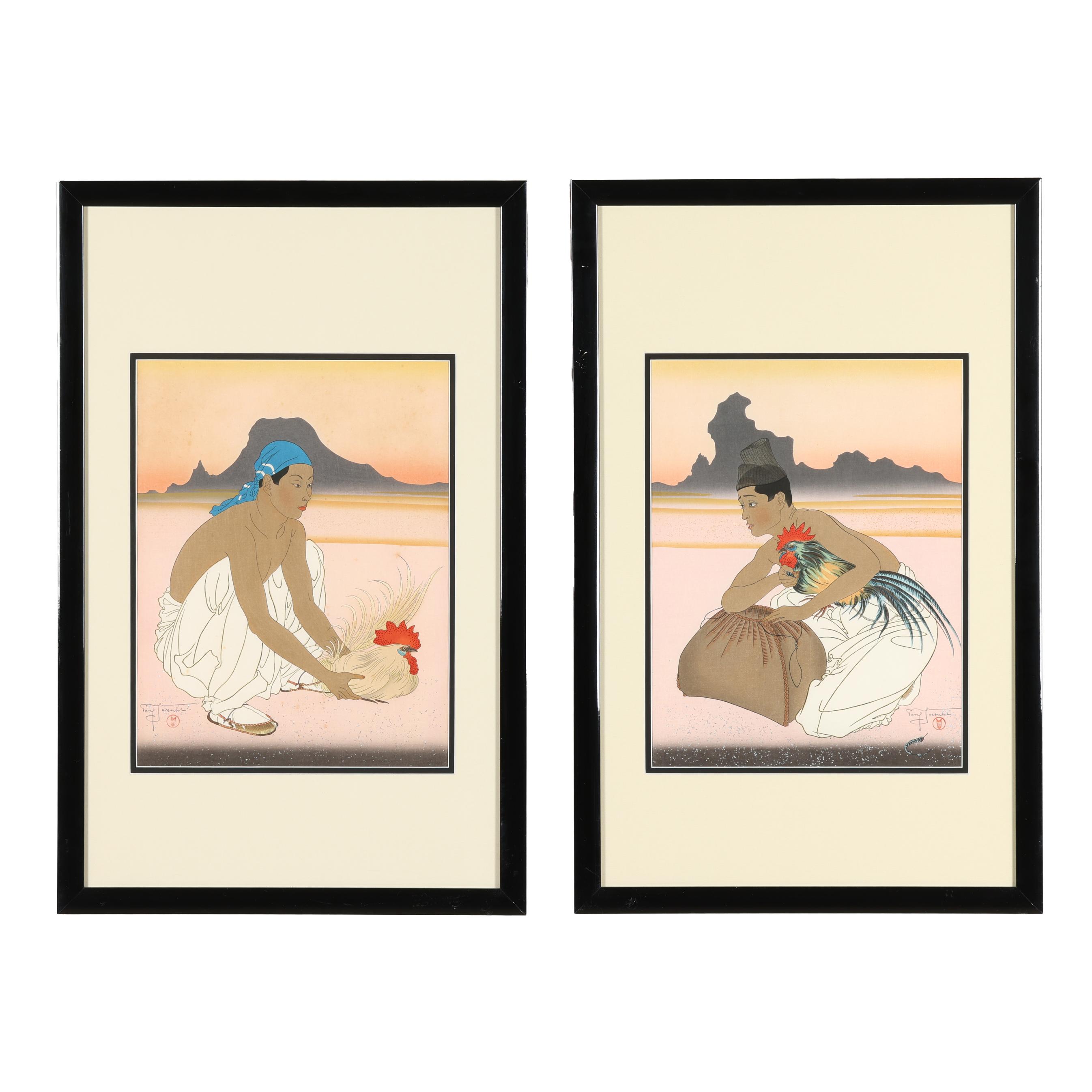 Paul Jacoulet (French, 1902-1960), Les Deux Adversaires (Gauche