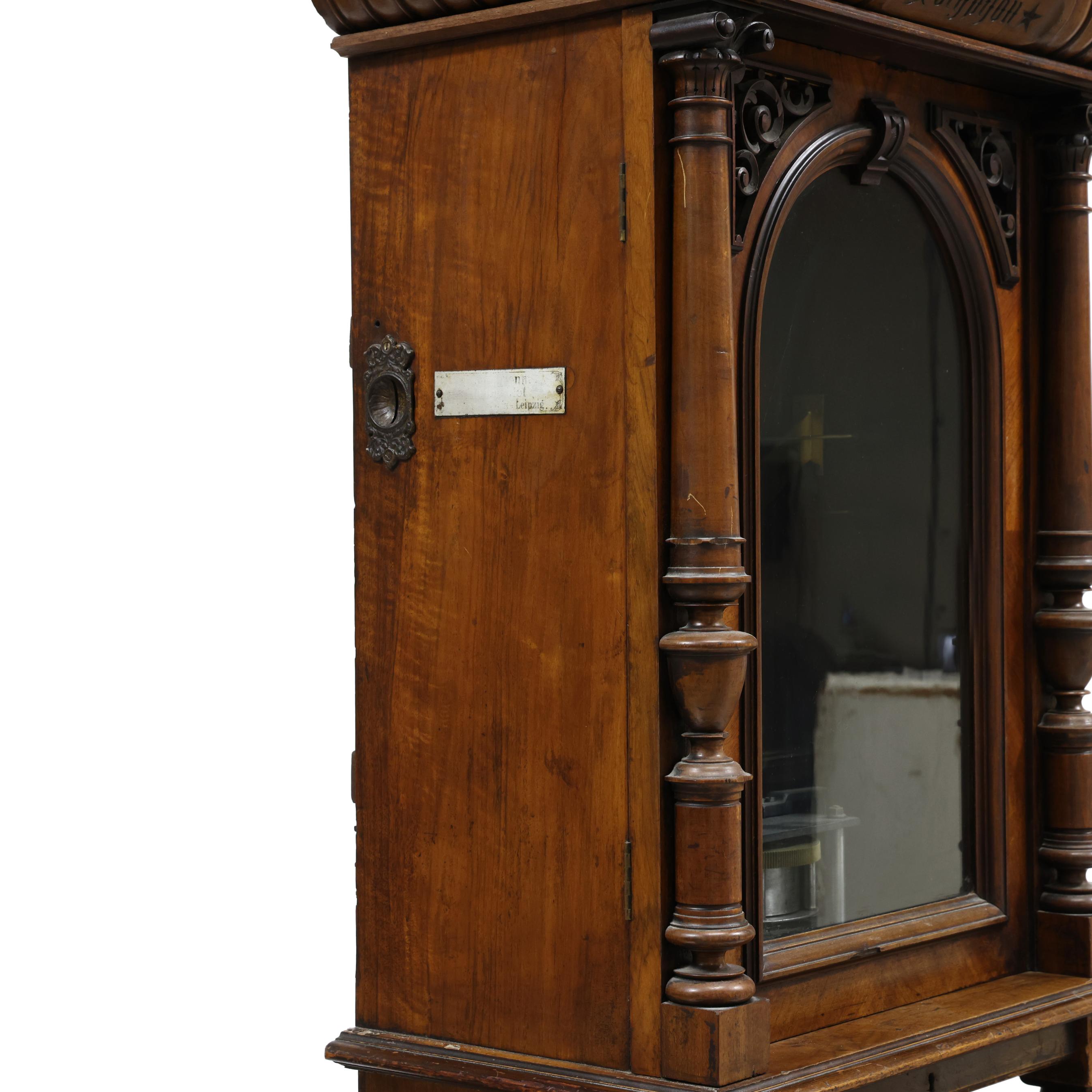 Rare Upright 19 5/8-Inch Polyphon Walnut Music Box by Nicole