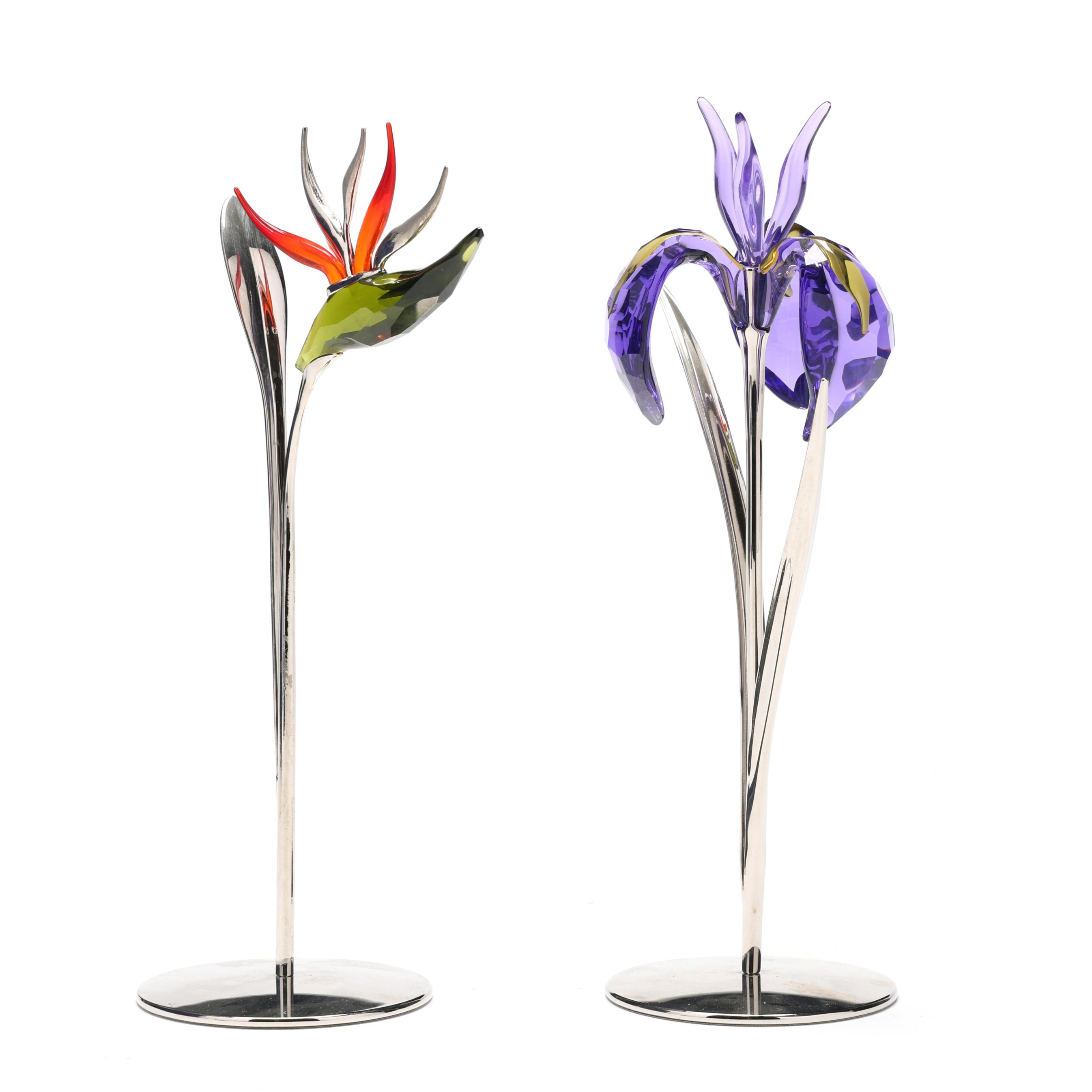 Swarovski Crystal Iris and Bird of Paradise Flower (Lot 1224