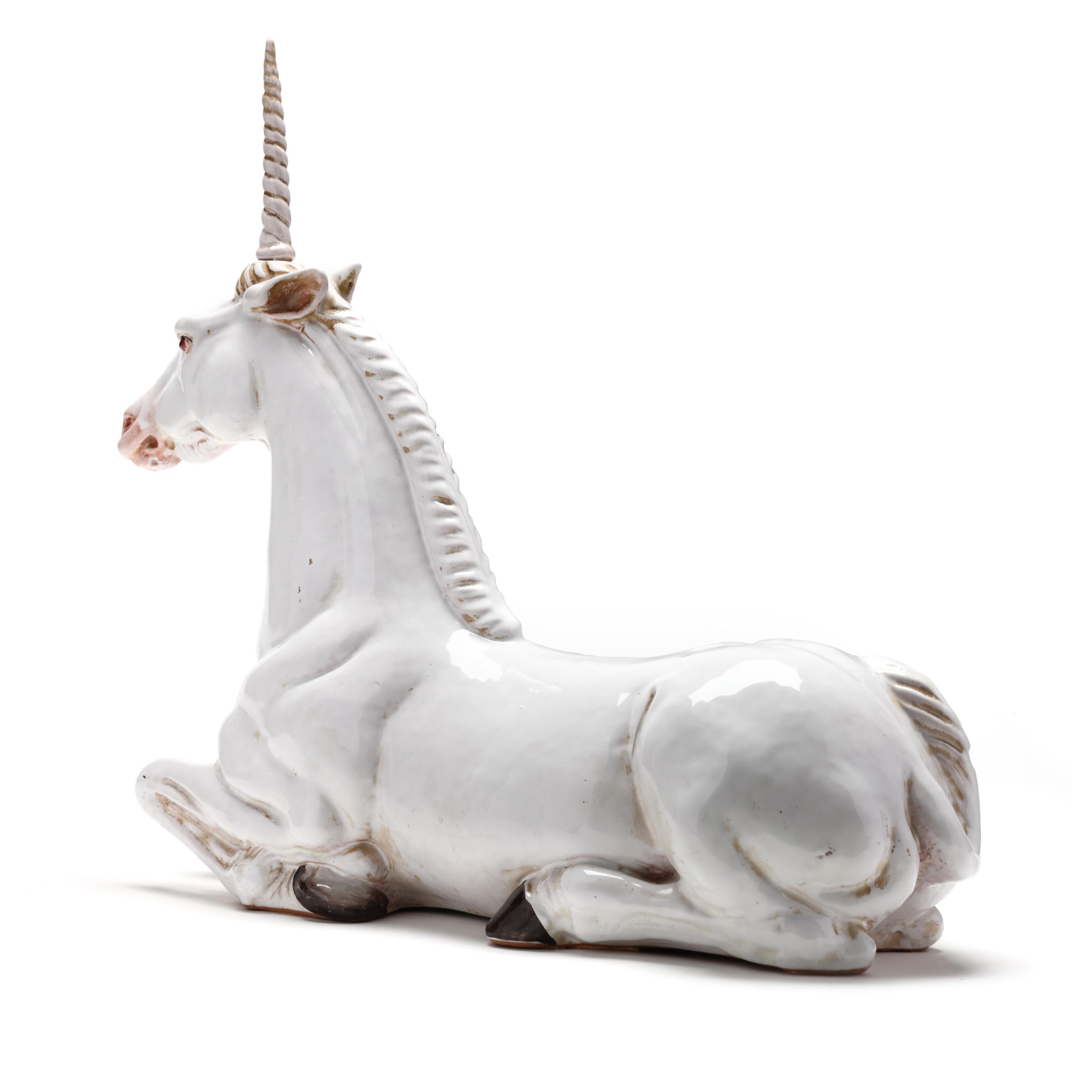 イアン・ホワイトUnicornユニコーンMAESTROマエストロ定価12223円 Italian Majolica Unicorn Sculpture (Lot 3312 - October Estate
