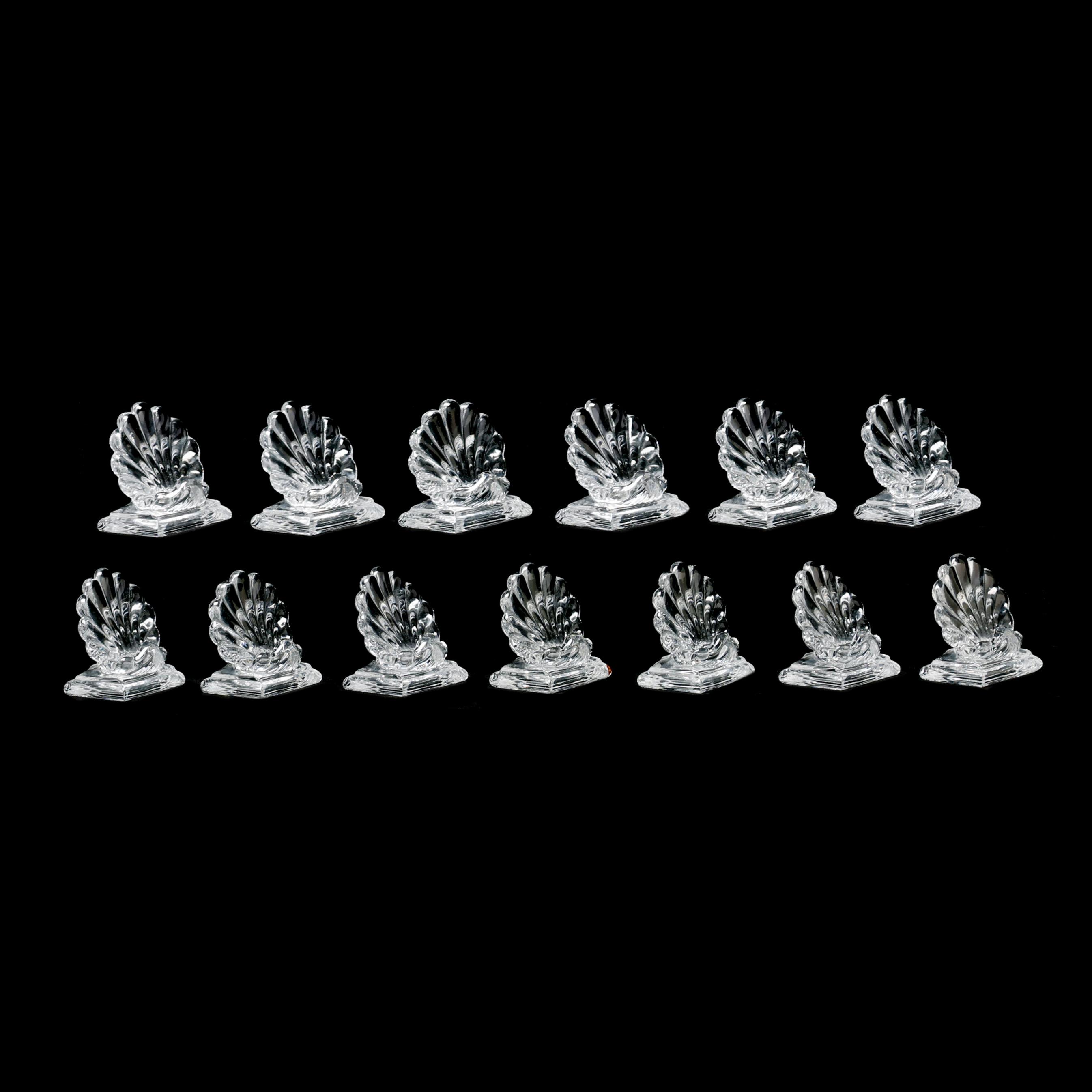 13) Baccarat Crystal Bambous Clam Shell Place Card Holders (Lot