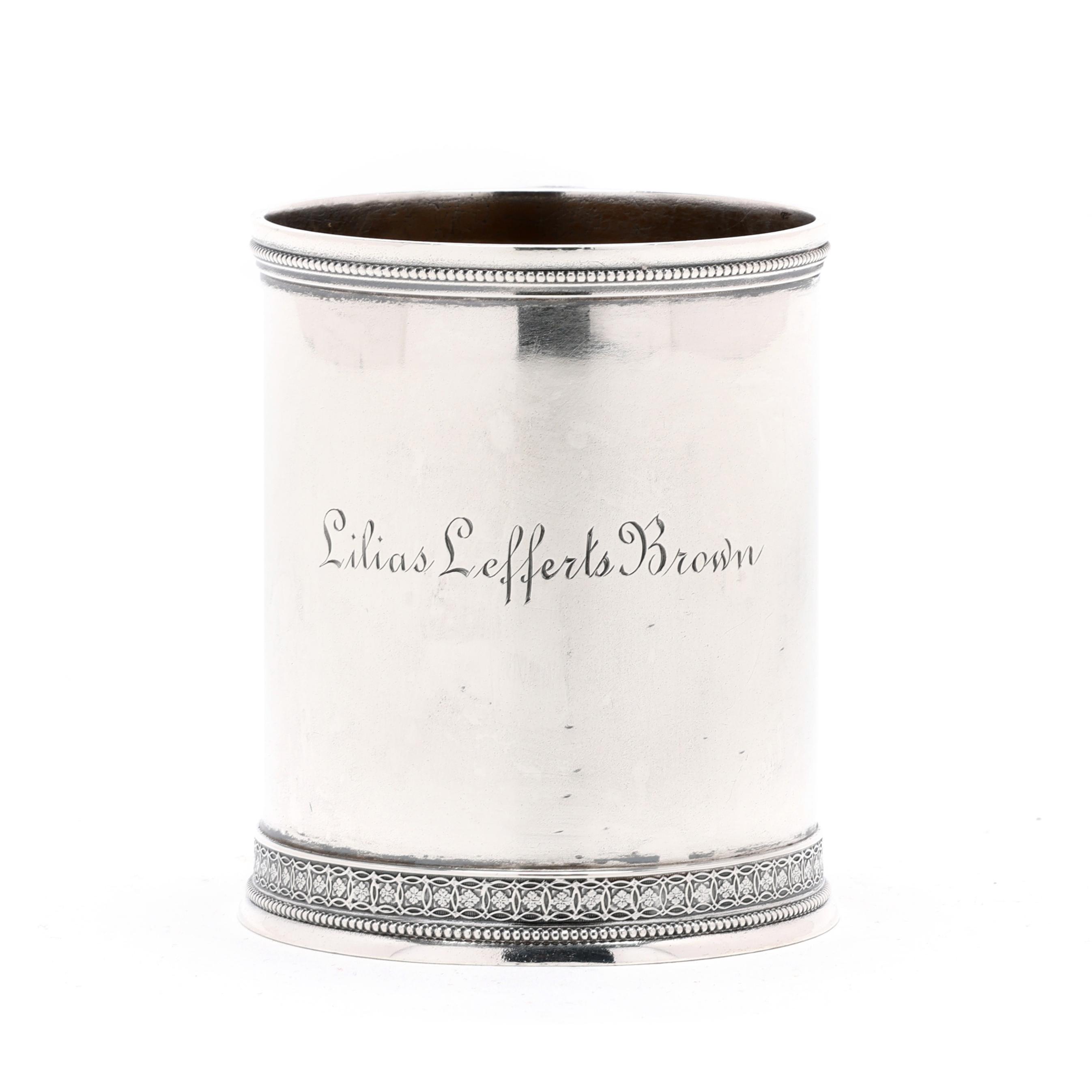 Tiffany & Co. Early Sterling Silver Mug, Mark of J. C. Moore & Son