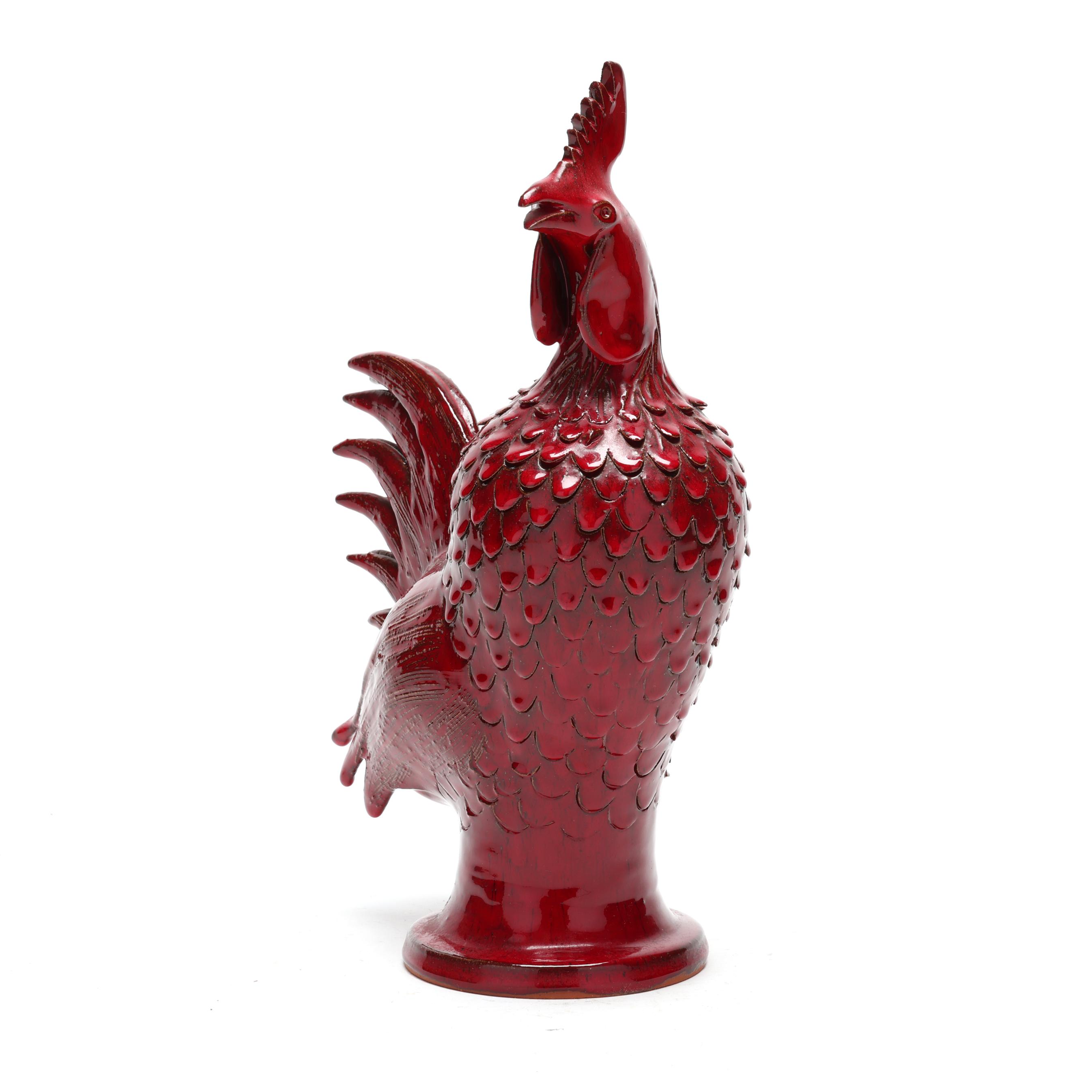 Charlie West (GA), Crimson Folk Pottery Rooster (Lot 1094
