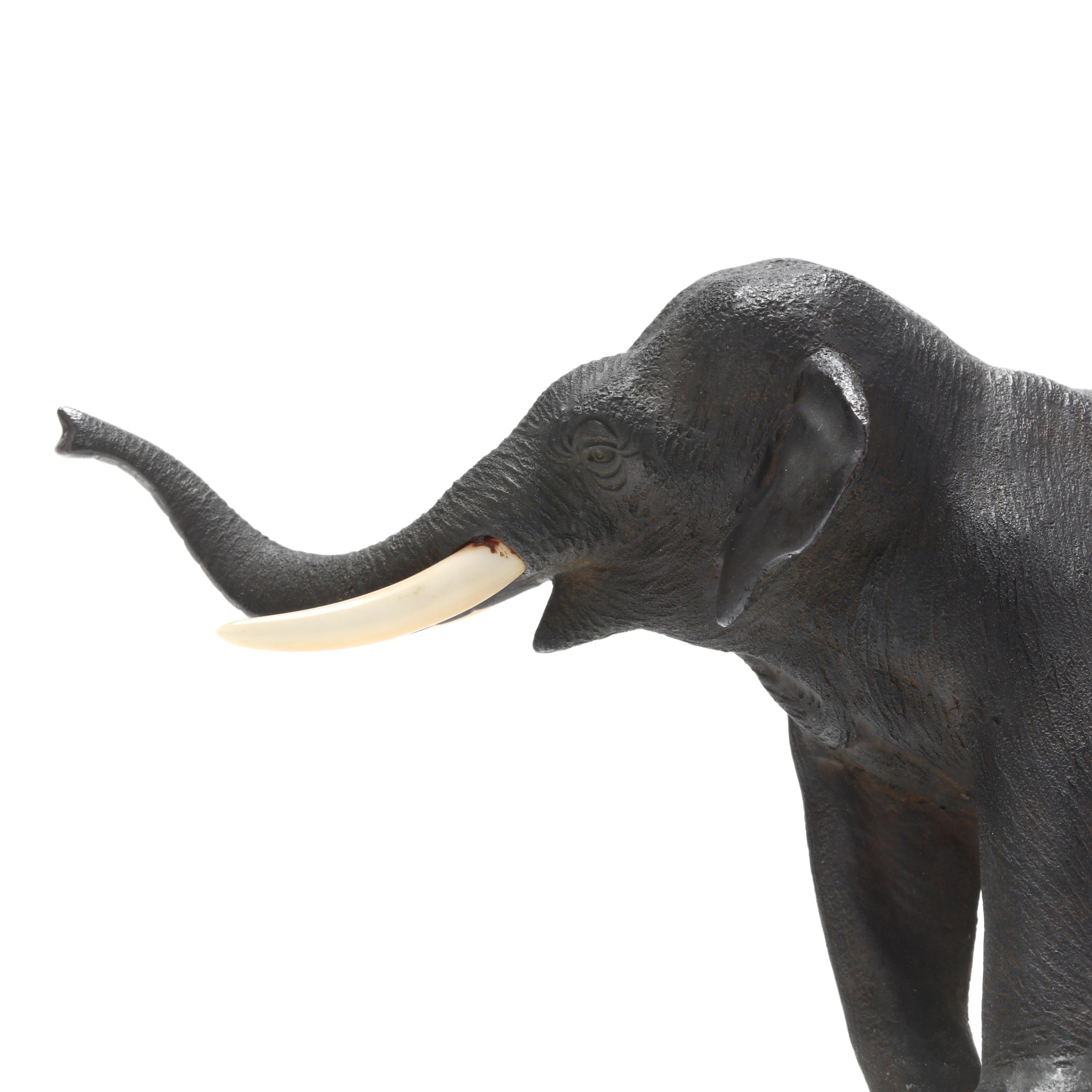 A Japanese Bronze Elephant Okimono by Genryusai Seiya Workshop