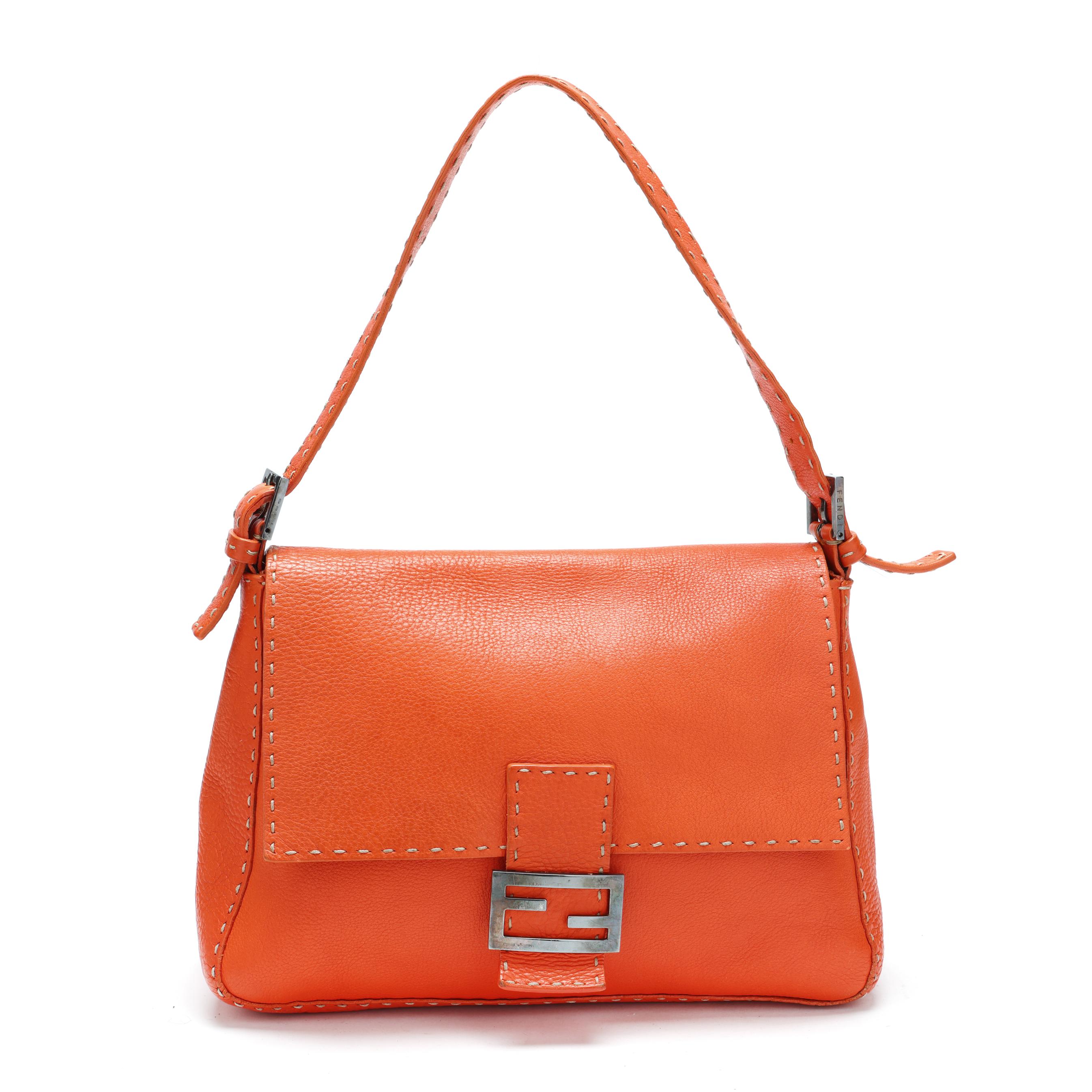 Orange Leather Selleria Mamma Baguette Shoulder Bag, Fendi (Lot