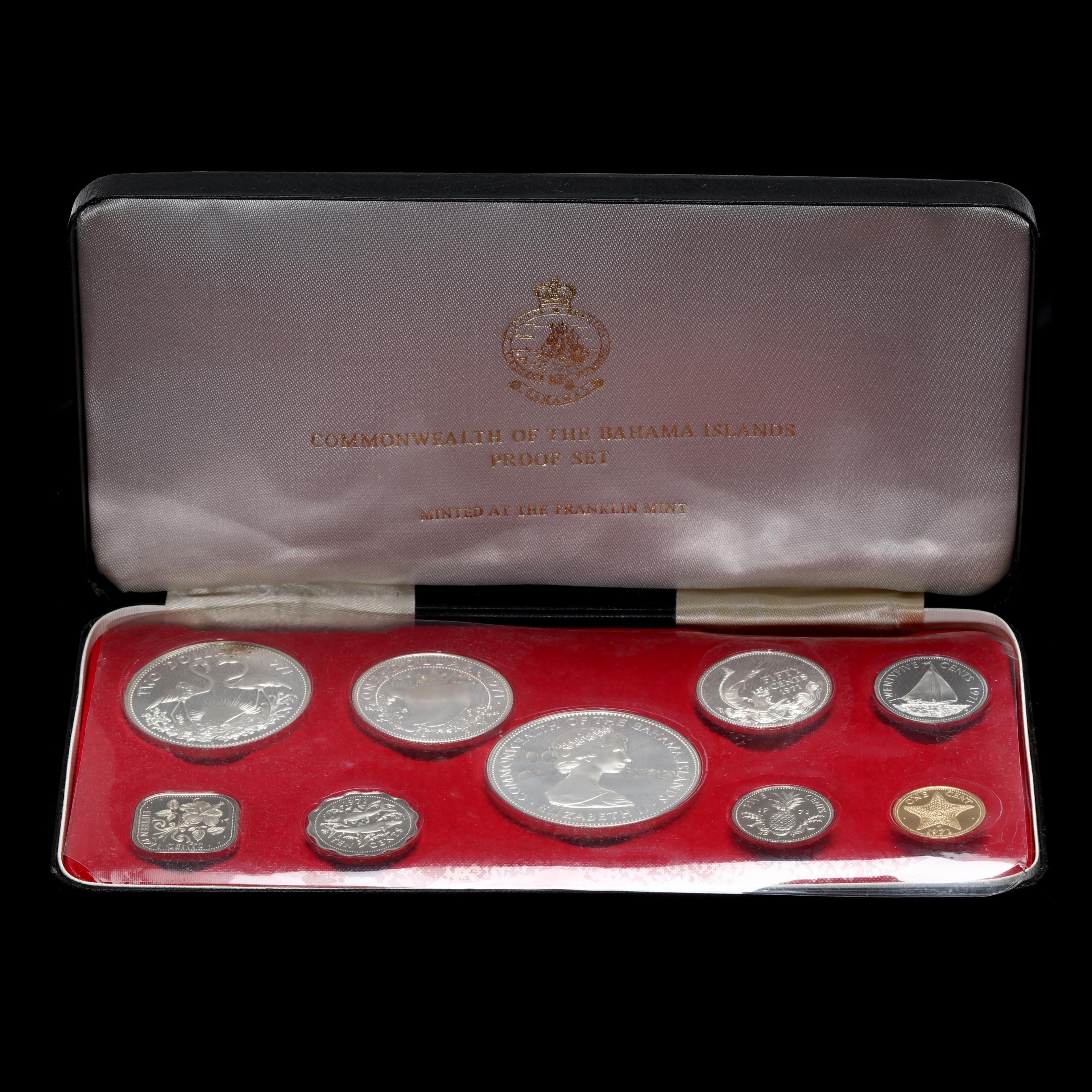 1971年バハマ共和国 公式コイン 9枚セット＞銀貨、フランクリンミント