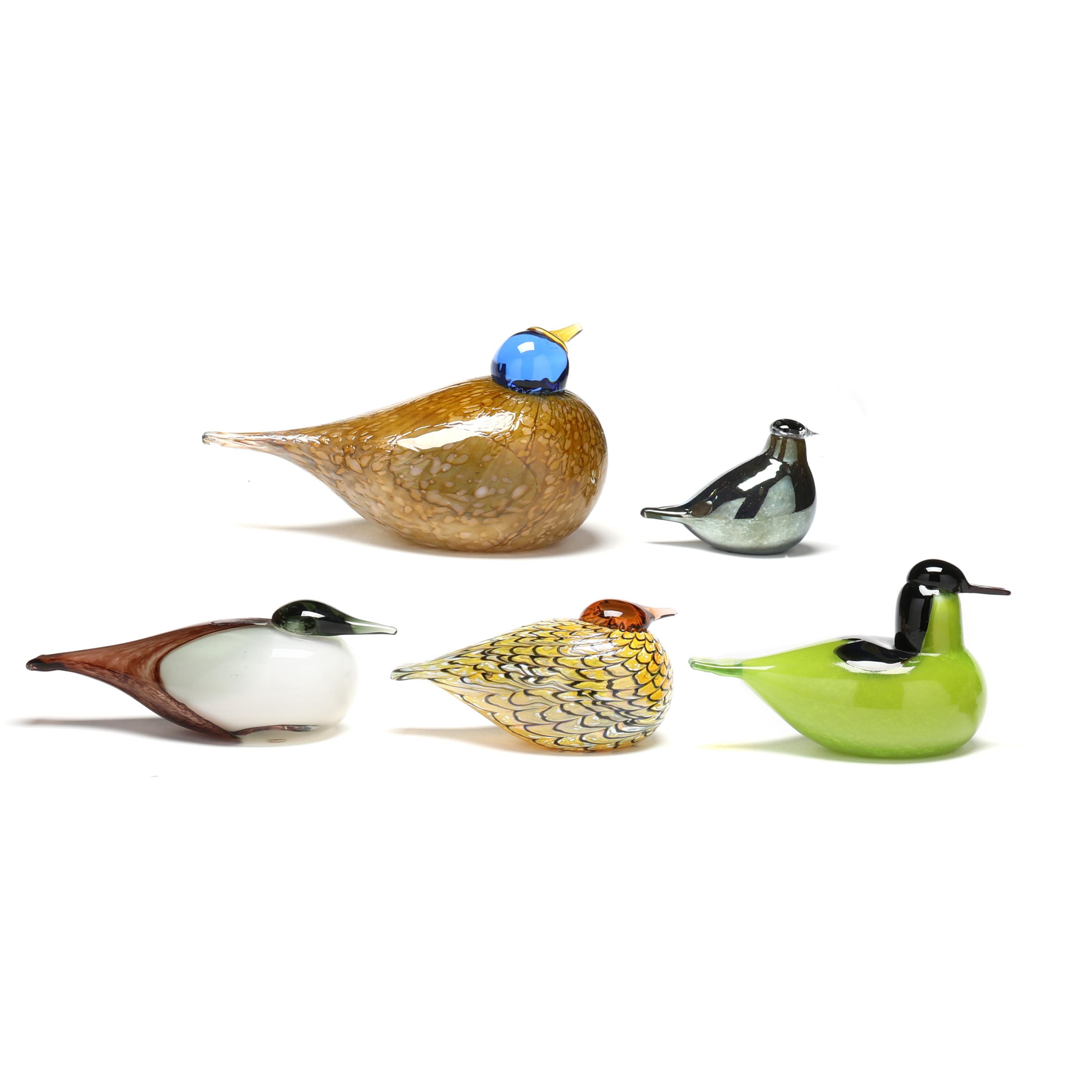 Oiva Toikka (Finland, 1931-2019), Five Art Glass Birds (Lot 6212