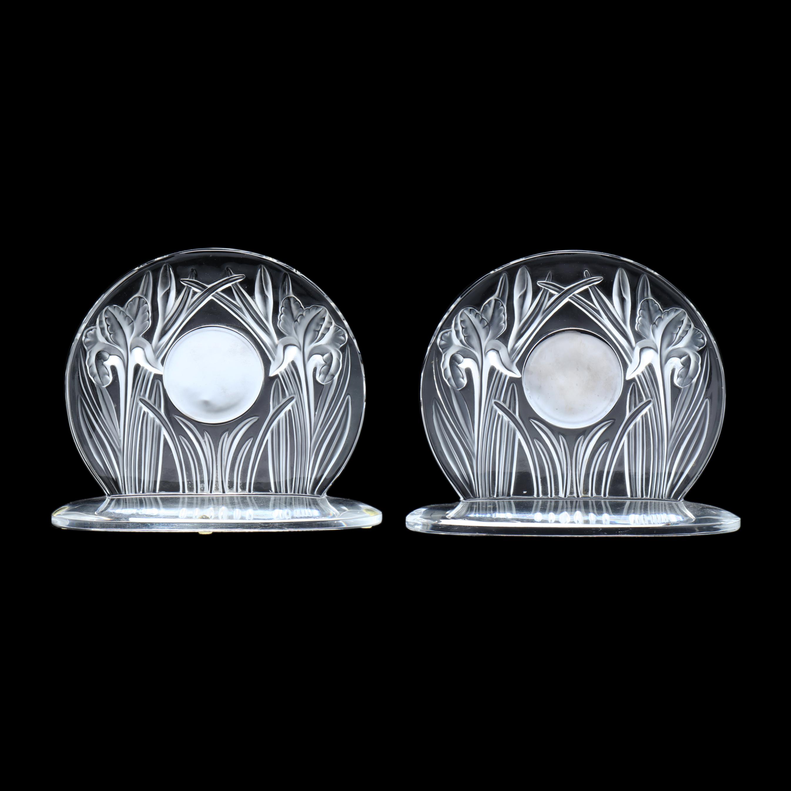 Pair of Lalique Irises Crystal Clocks (Lot 1165 - Winter Estate