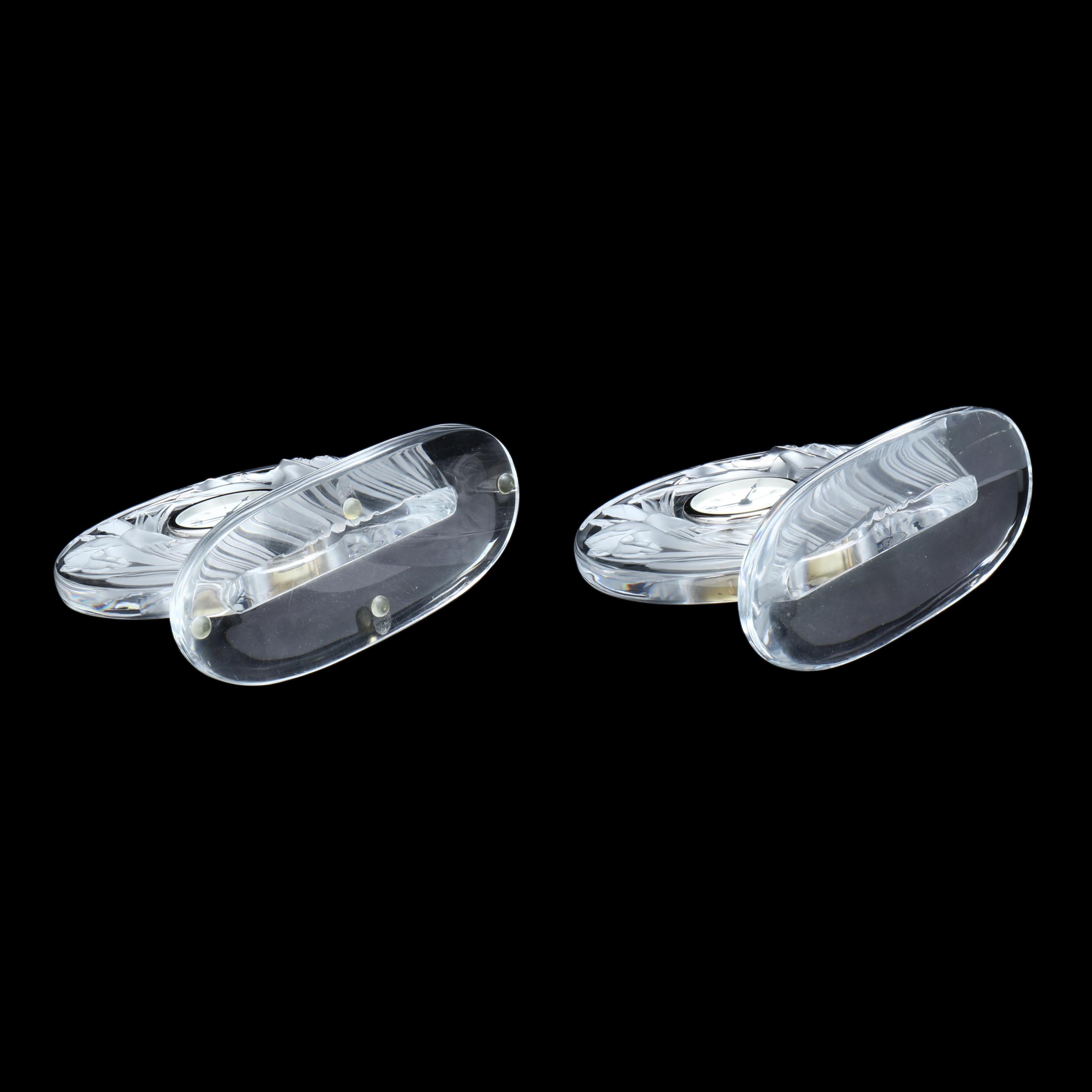 Pair of Lalique Irises Crystal Clocks (Lot 1165 - Winter Estate