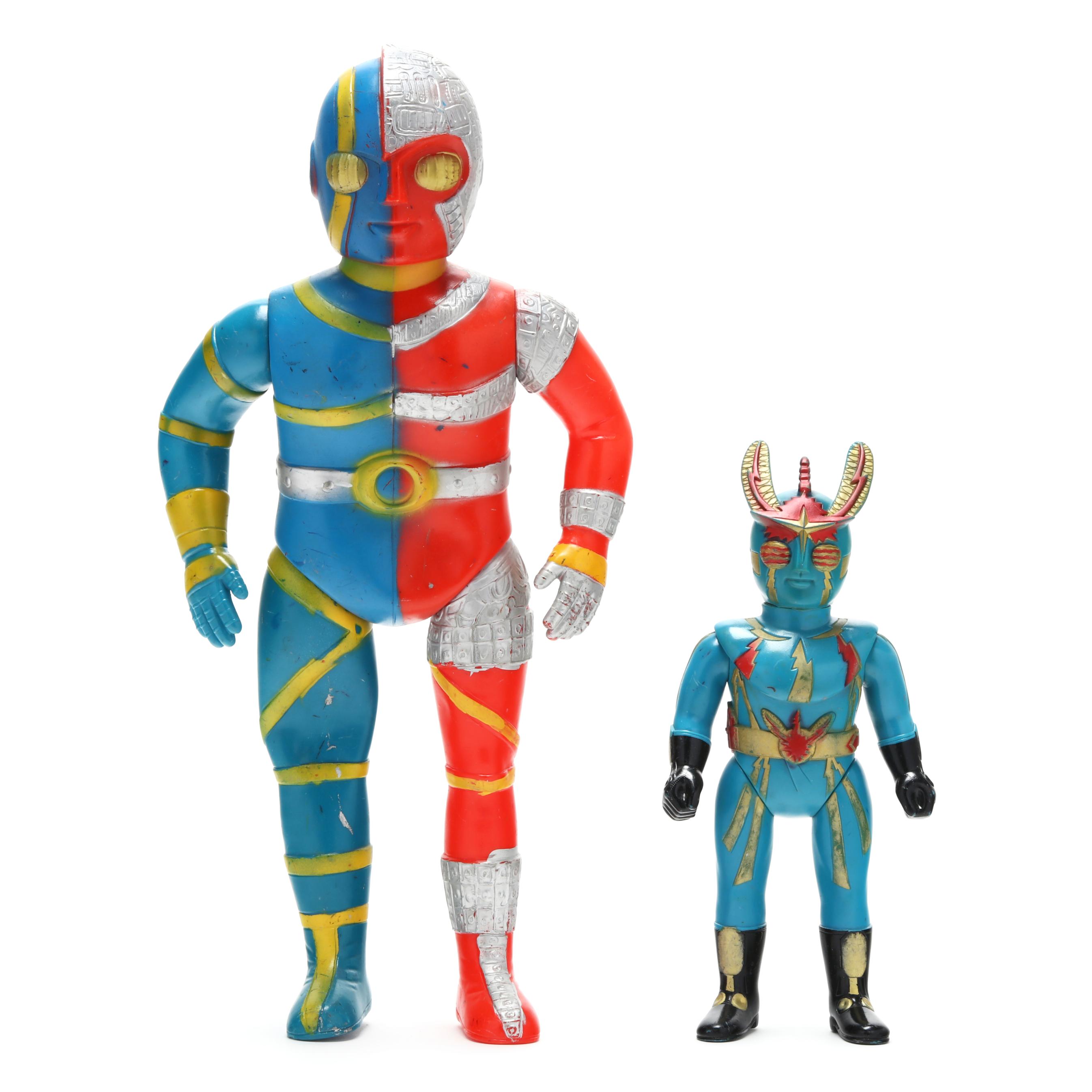 Two Vintage Japanese Sofubi Action Figures, Android Kikaider and