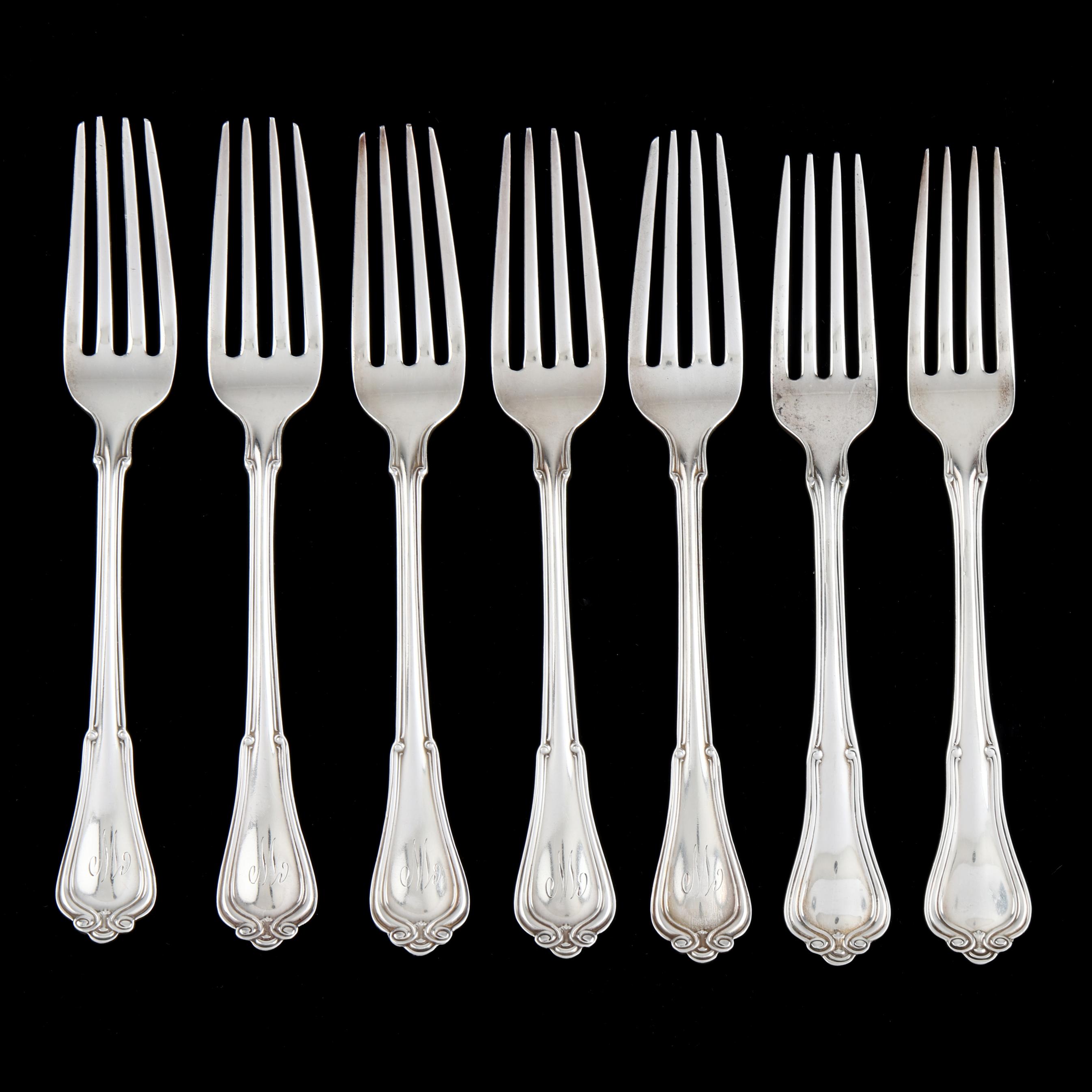 Set of Seven Gorham Norfolk Sterling Silver Forks (Lot 1190 - Fine