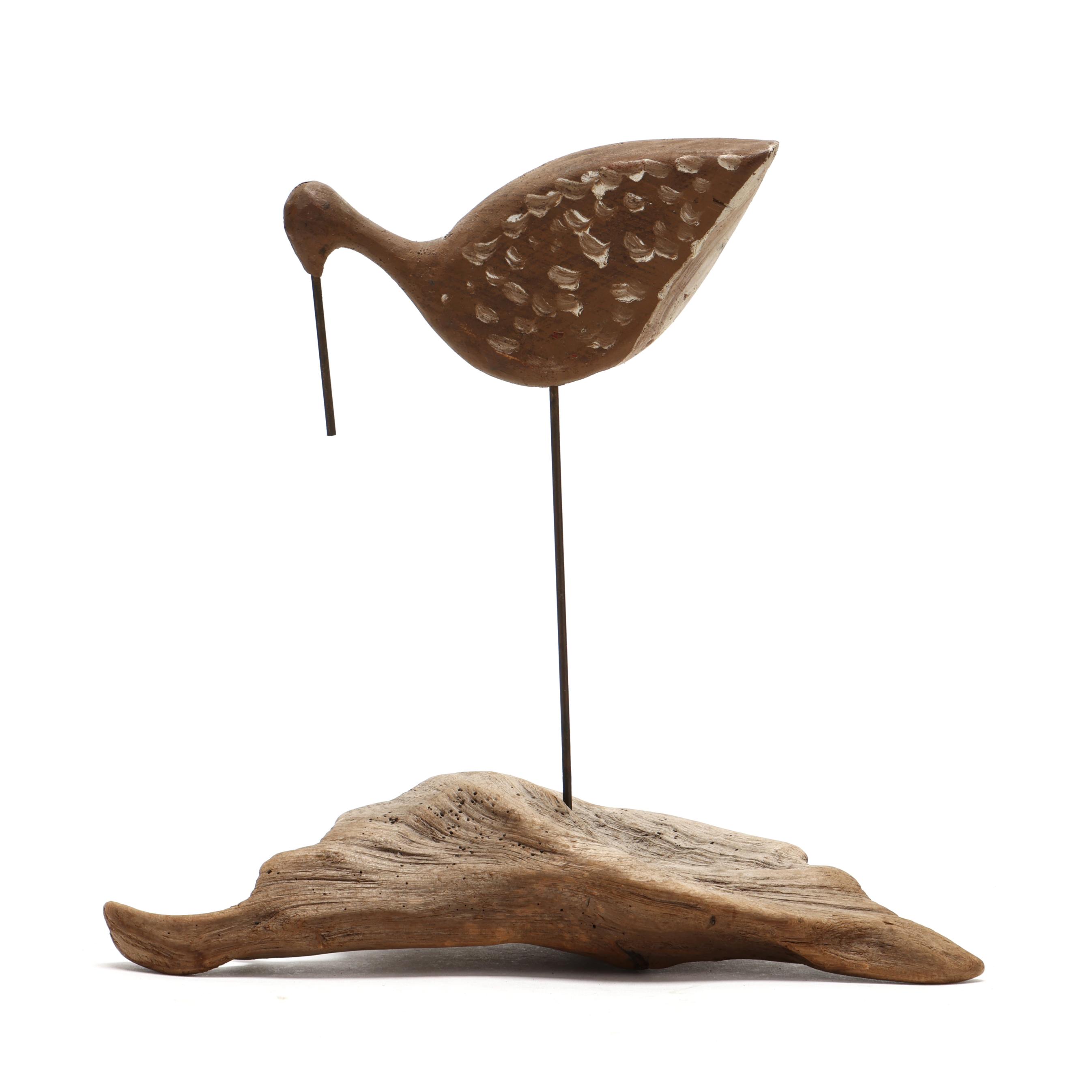 フォークアート ミッドセンチュリー ハイチ 木製 トカゲ ヴィンテージ Cecil Midgett (NC, 1905-1982), Sanderling on Driftwood (Lot 8054