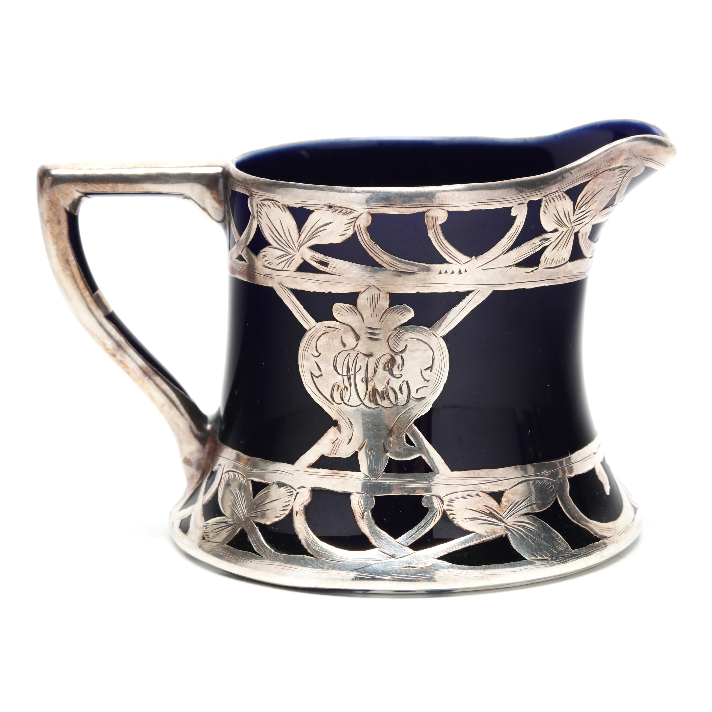 Lenox, Three Piece Art Nouveau Period Silver Overlay Coffee Set