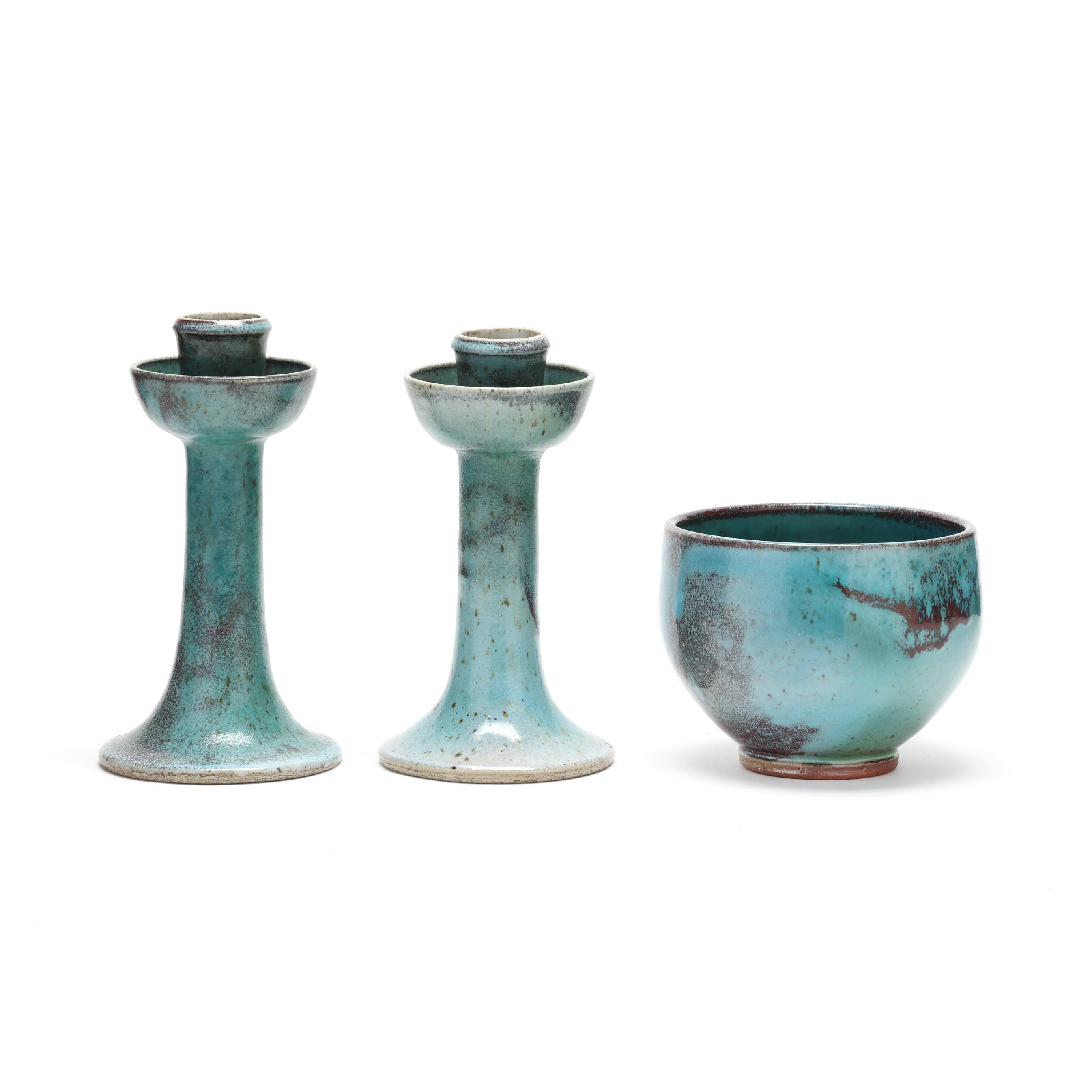 Ben Owen III (Seagrove, NC, b. 1968), Chinese Blue Candlesticks