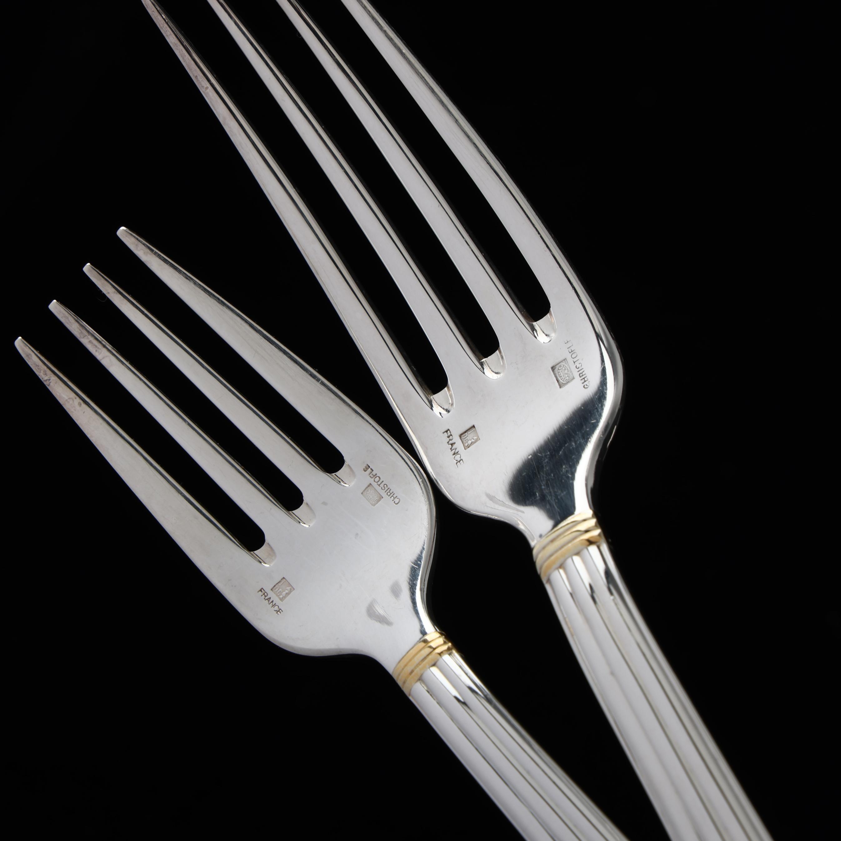 Christofle アリアゴールド フォーク ナイフ Christofle Aria Gold Silver-Plated Flatware Service (Lot 9144