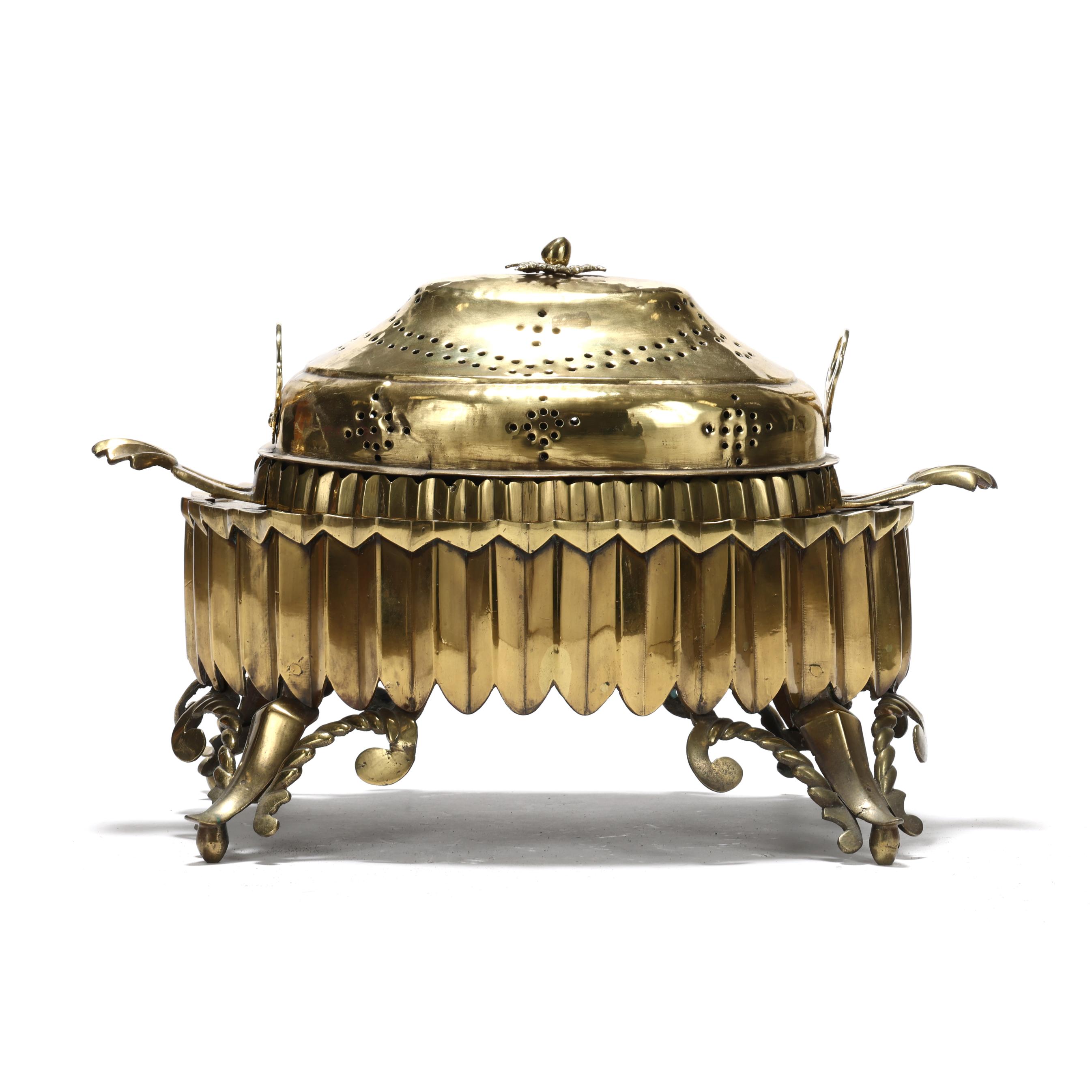 Middle Eastern Brass Brazier with Cover and Insert (Lot 5304