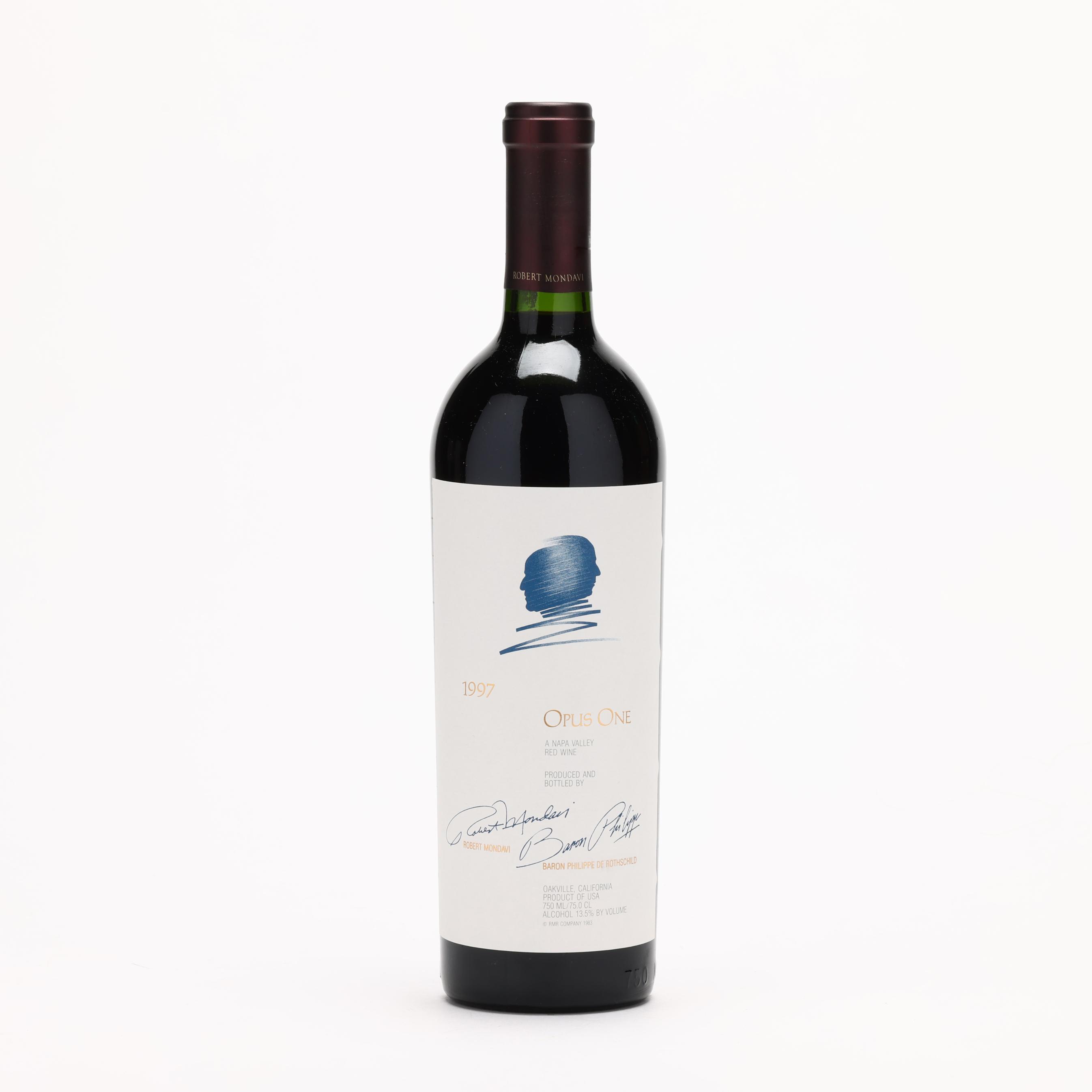 Opus One 1997 (750ml) と　リーデルのロゴ入りグラス1個 Opus One 1997 Red, Napa Valley (1 BT) (Lot 6147 - Fine Wine