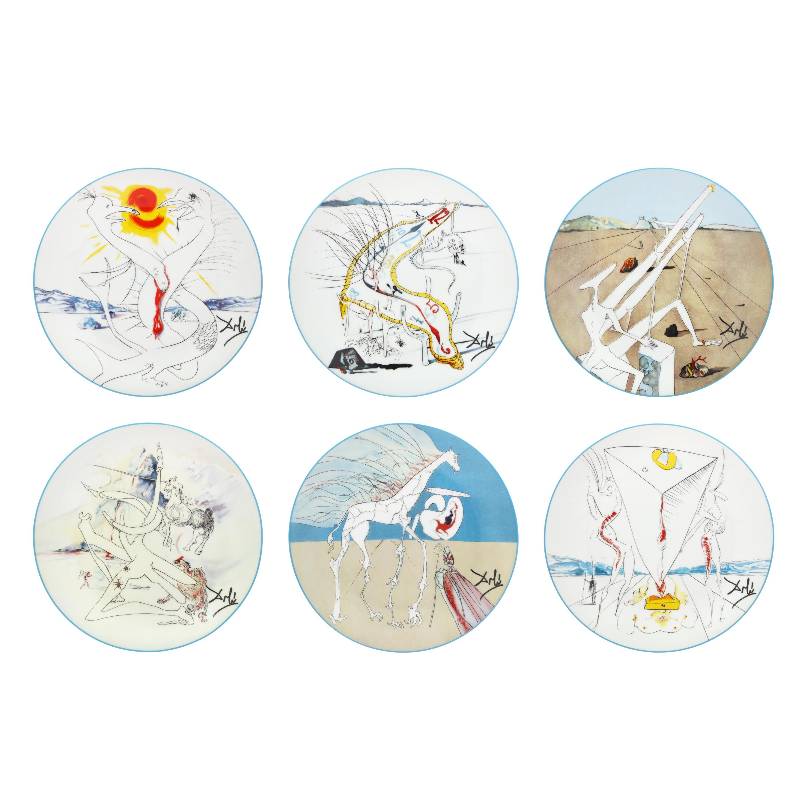 After Salvador Dali (Spanish, 1904–1989), Set of Six Limoges