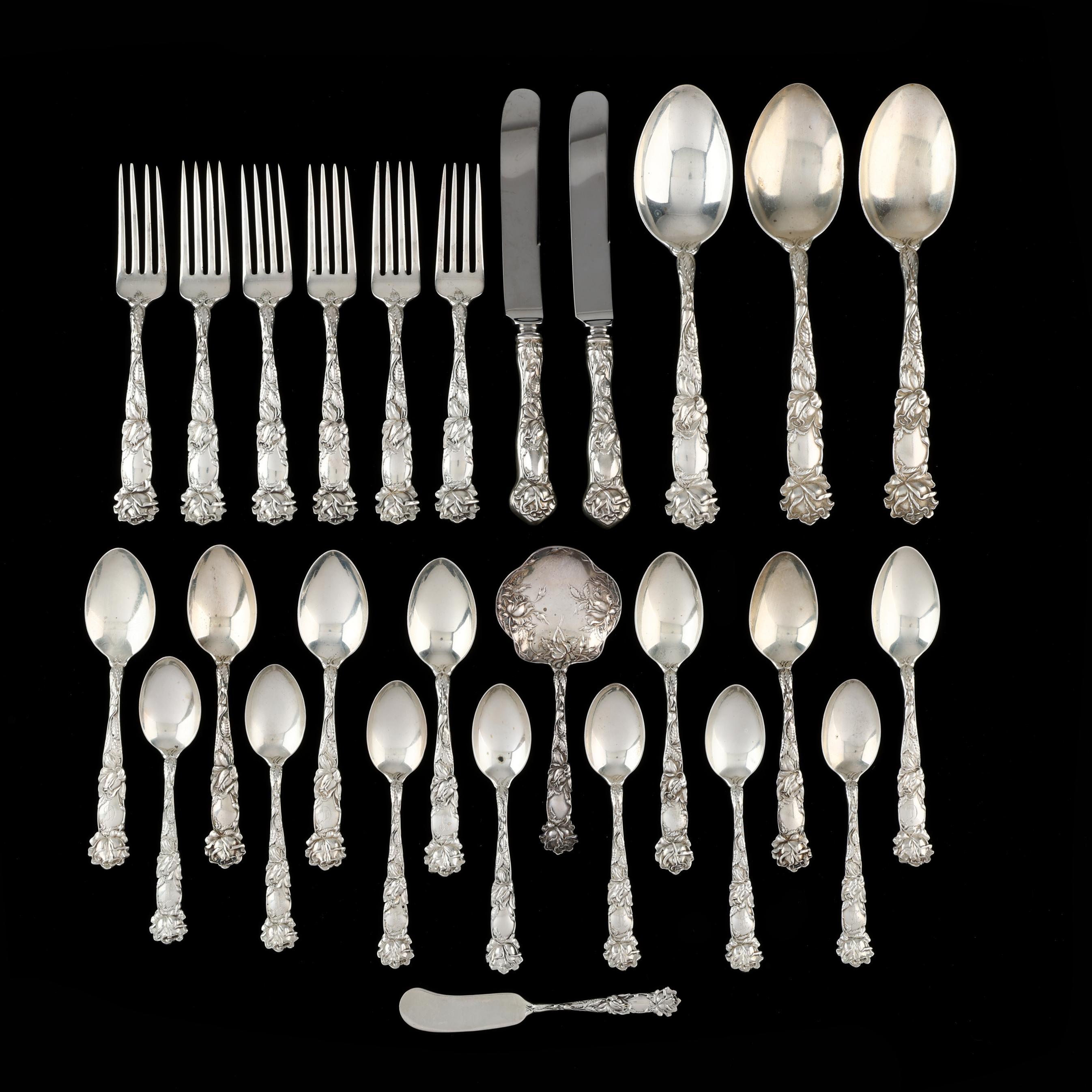Collection of Alvin Bridal Rose Sterling Silver Flatware (Lot 9329