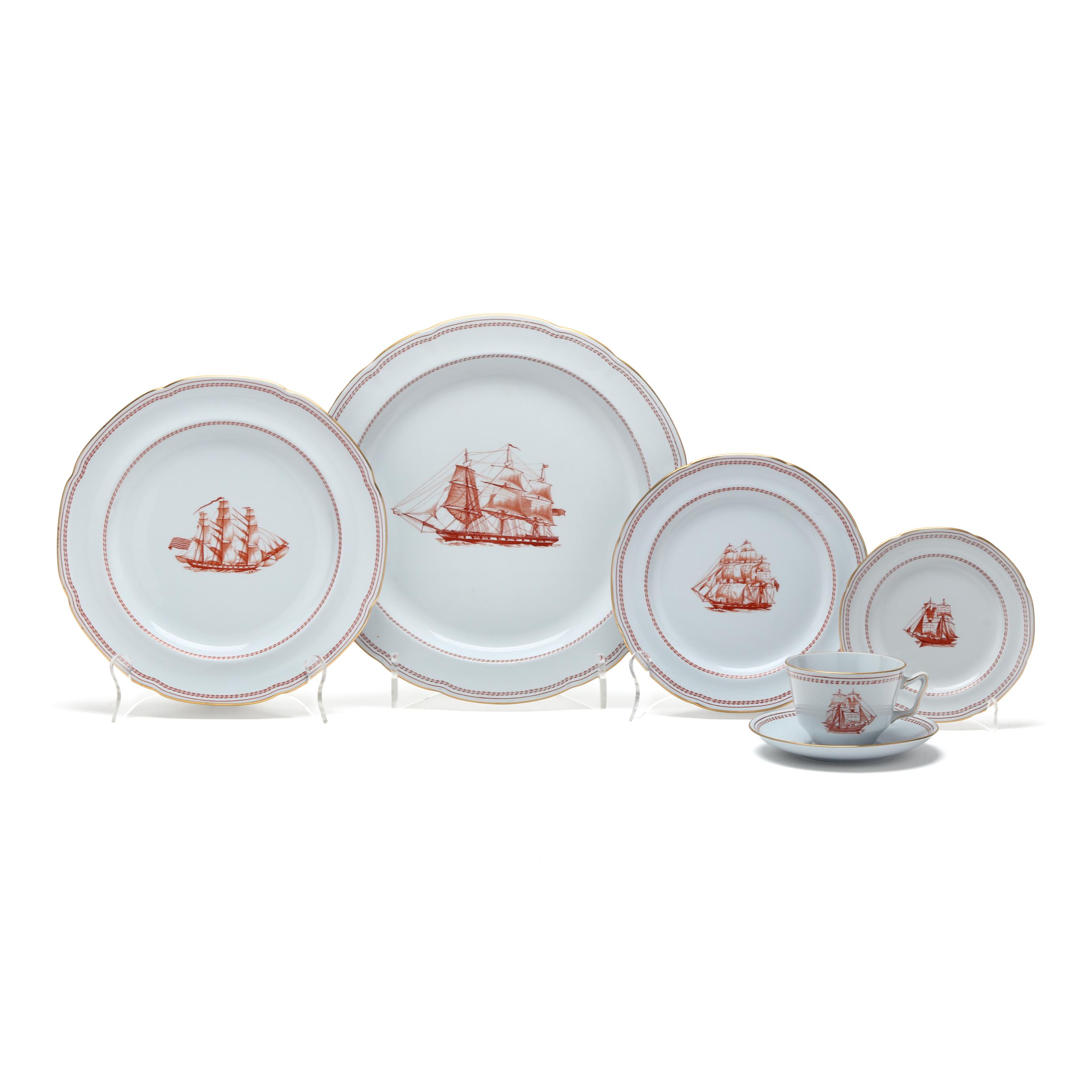 A Large Copeland Spode Tradewinds Red China Service (Lot 5441