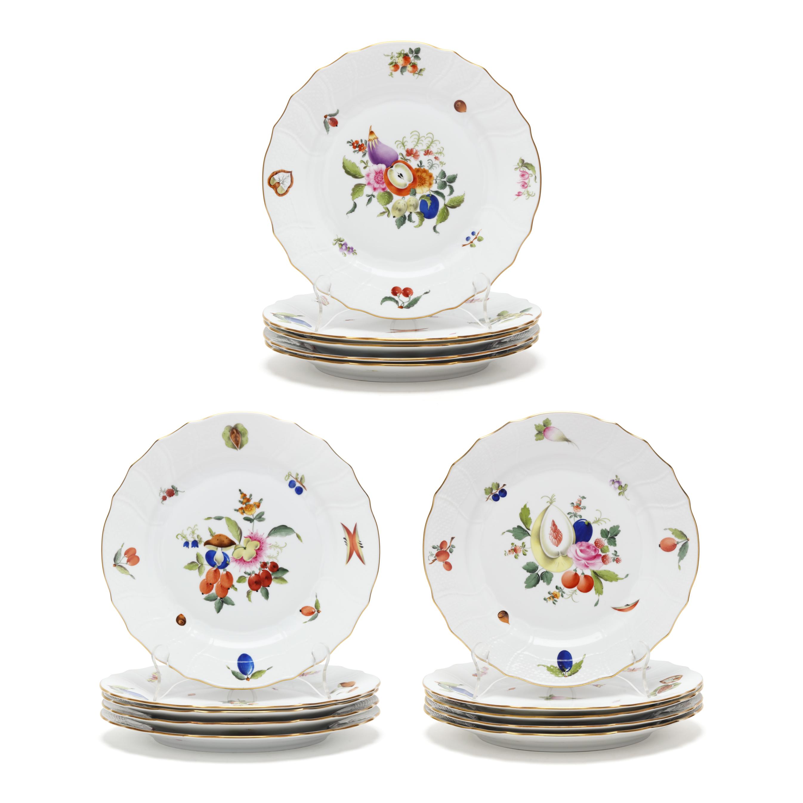 Herend, (15) Fruits and Flowers Dinner Plates (Lot 5419