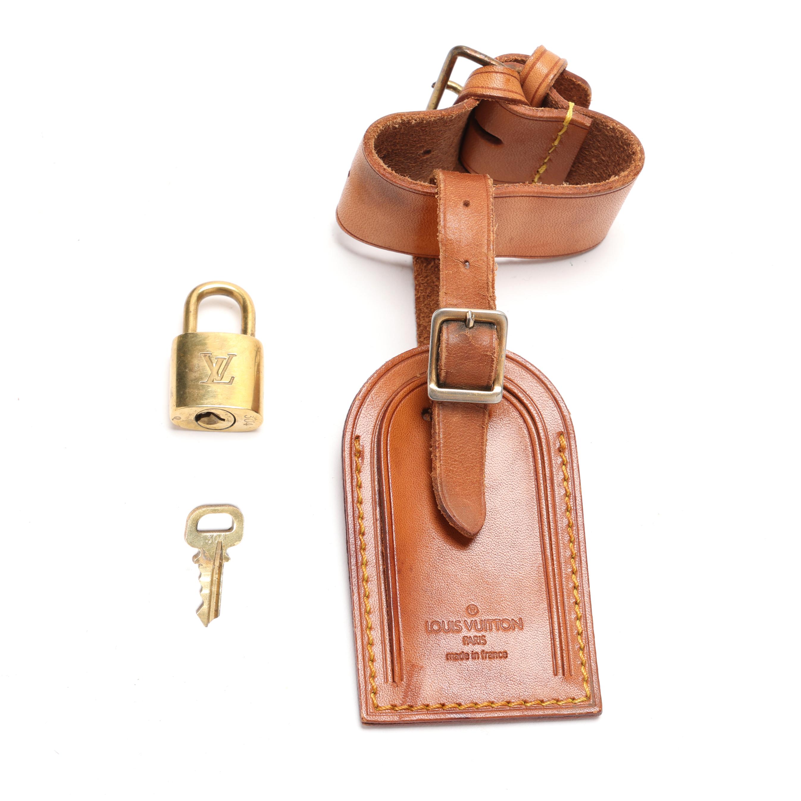 Lock, Key, and Luggage Tag with Buckle Strap, Louis Vuitton (Lot