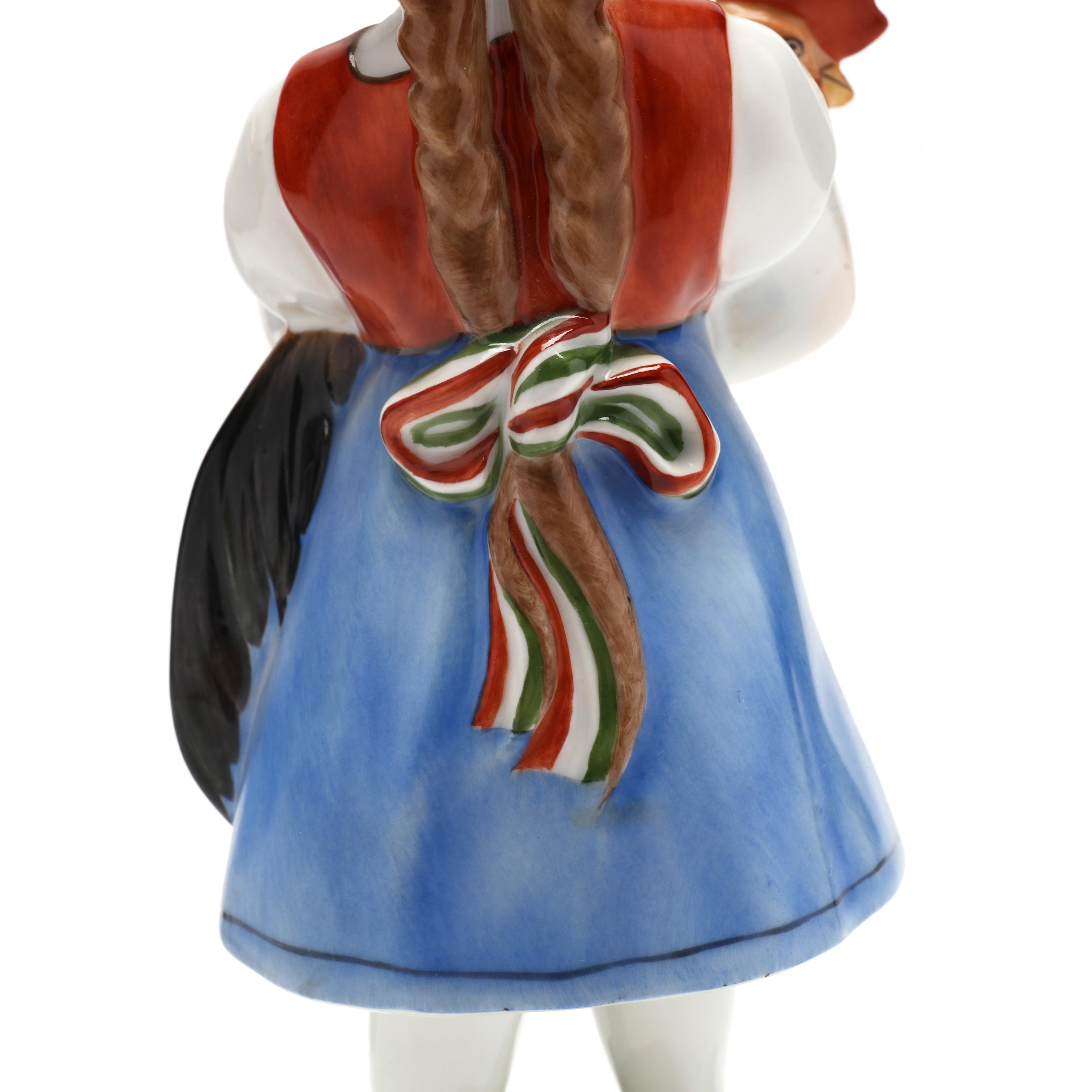 Pair of Herend Traditional Hungarian People, Girl with Rooster