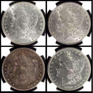 four-ngc-certified-morgan-silver-dollars