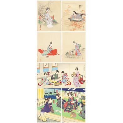group-of-six-japanese-woodblocks-featuring-ladies