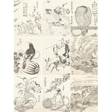 nine-black-ink-japanese-woodblocks