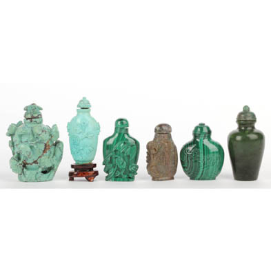 group-of-six-semi-precious-stone-snuff-bottles