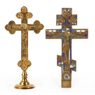 two-brass-crucifixes