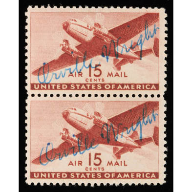 orville-wright-signed-pair-of-scott-c28-stamps