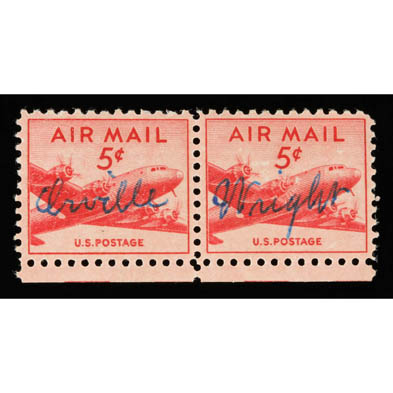 orville-wright-signed-pair-of-scott-c33-stamps