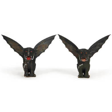 pair-of-cast-iron-winged-gargoyles