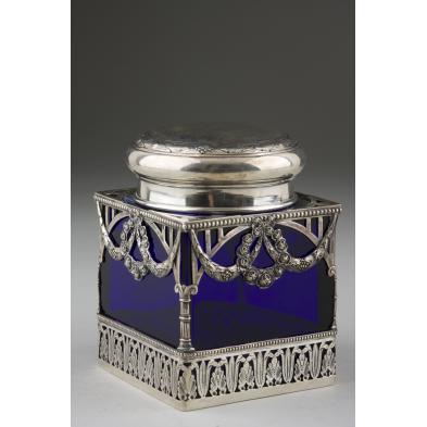 silver-cobalt-glass-tea-caddy-german