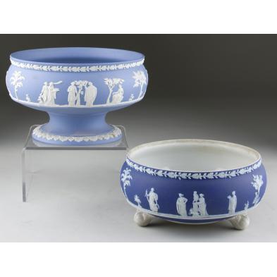 two-wedgwood-blue-jasperware-footed-bowls