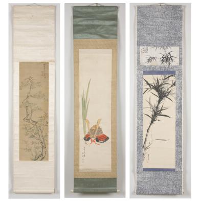 three-antique-japanese-hanging-scrolls