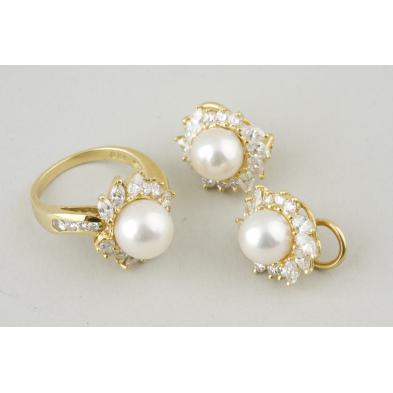 18kt-pearl-and-diamond-earrings-and-ring